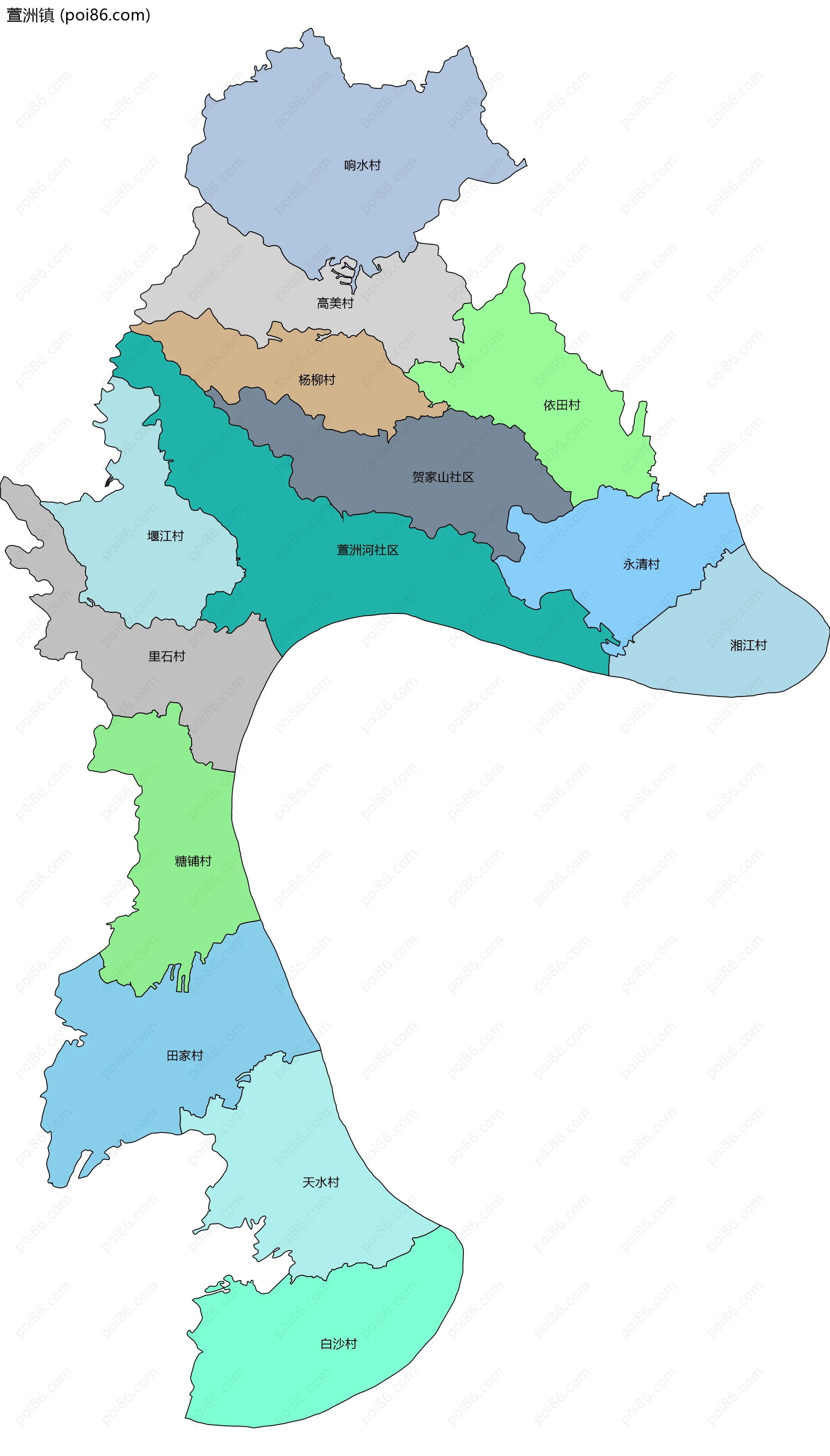 萱洲镇边界地图(五级行政区划)