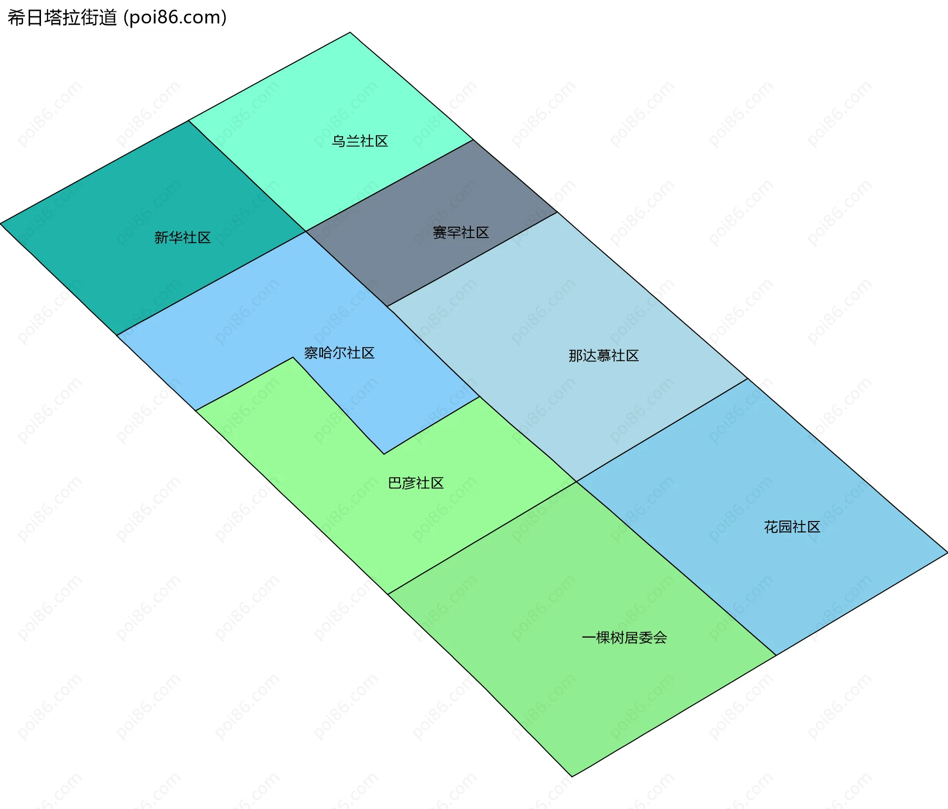 希日塔拉街道边界地图(五级行政区划)