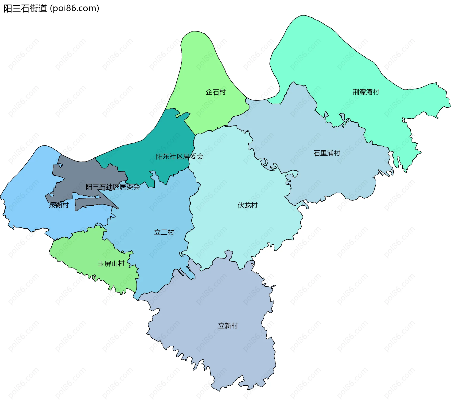 阳三石街道边界地图(五级行政区划)