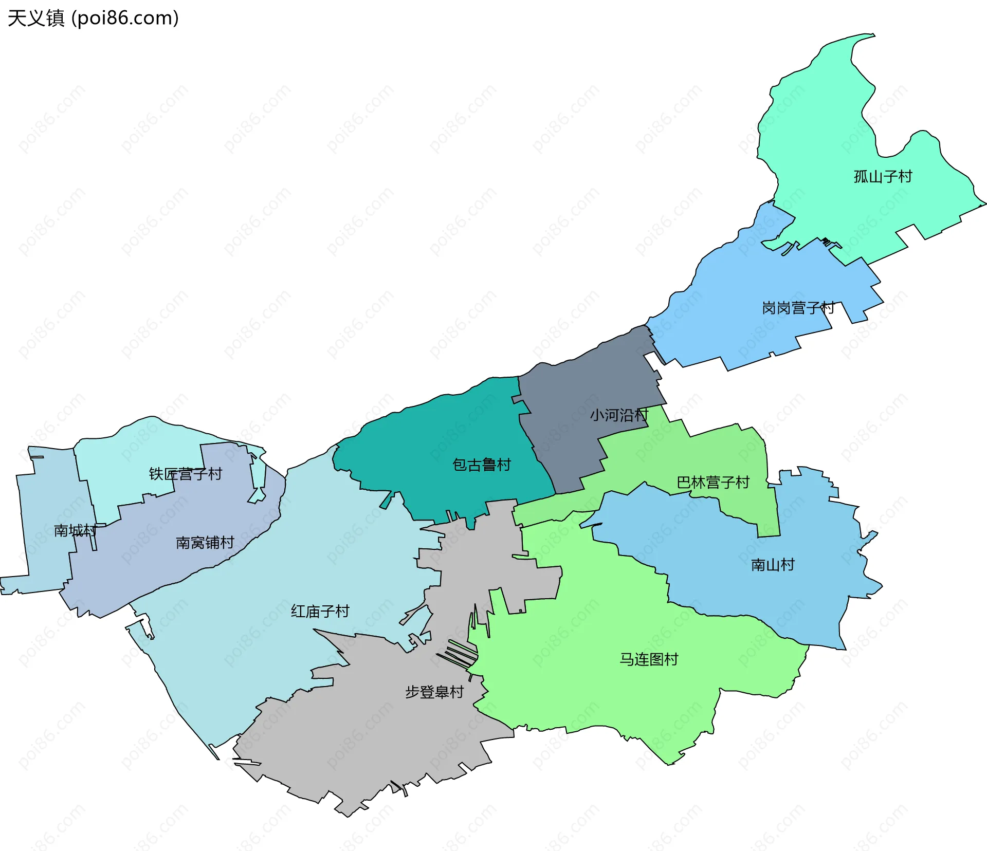 天义镇边界地图(五级行政区划)