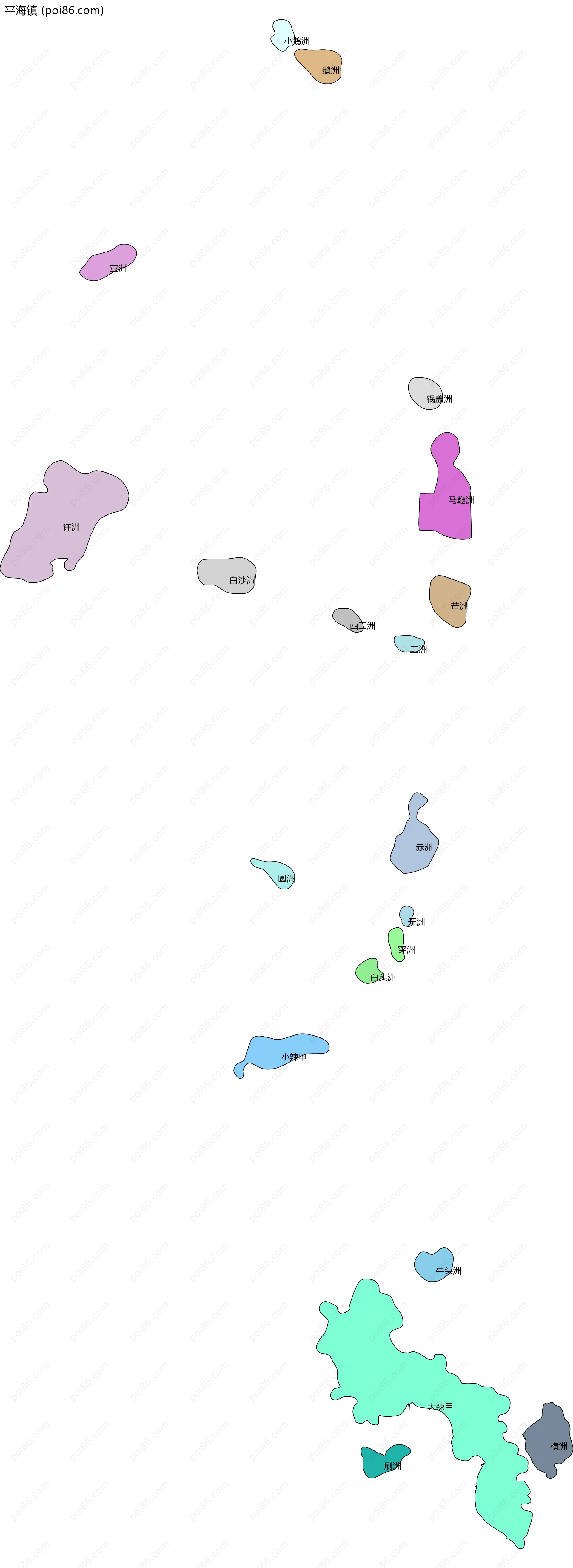 平海镇边界地图(五级行政区划)