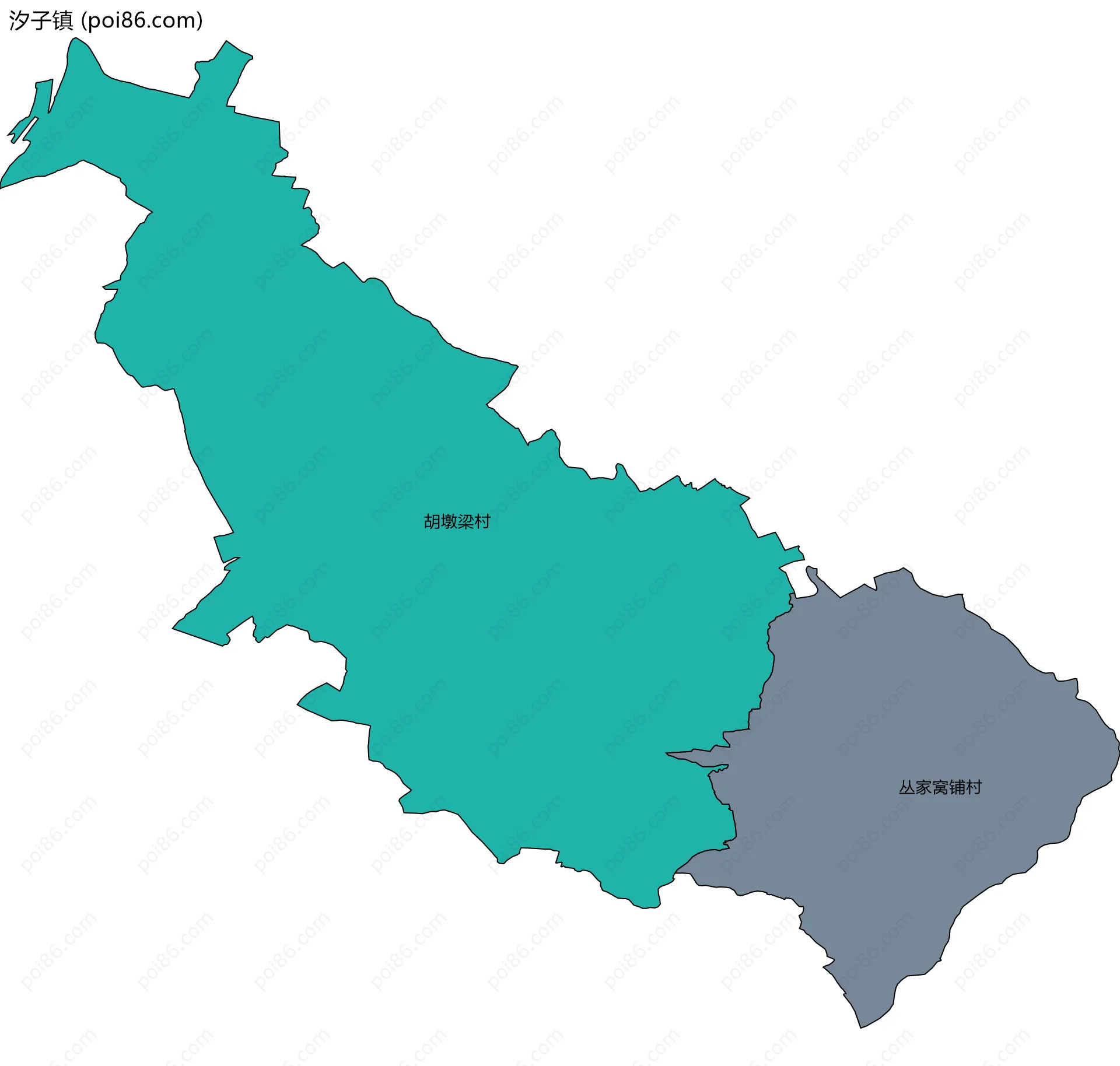 汐子镇边界地图(五级行政区划)