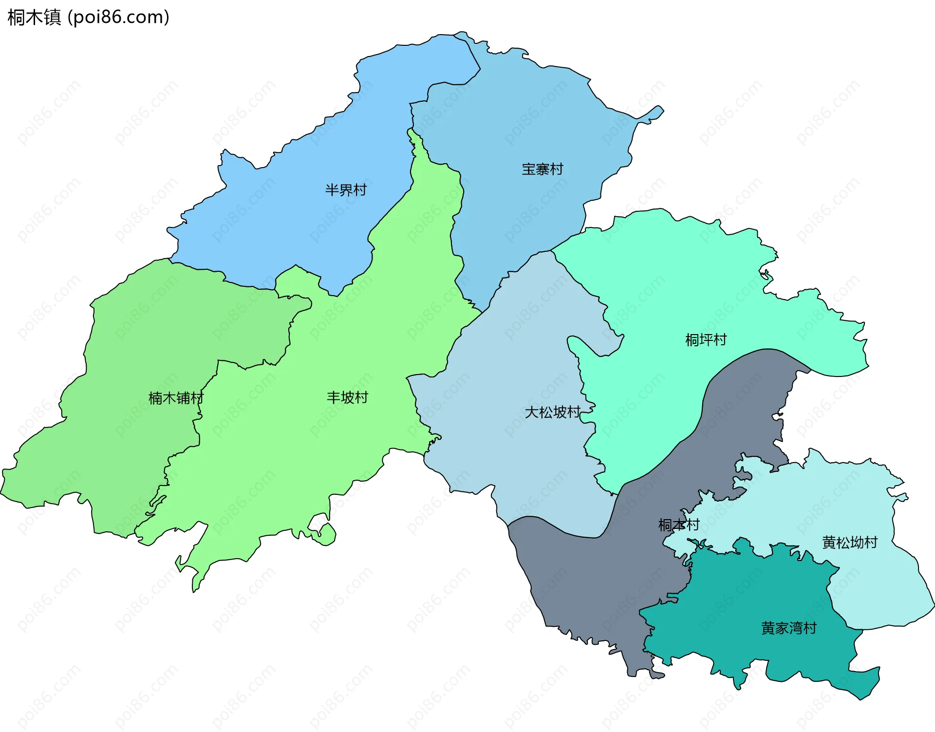 桐木镇边界地图(五级行政区划)