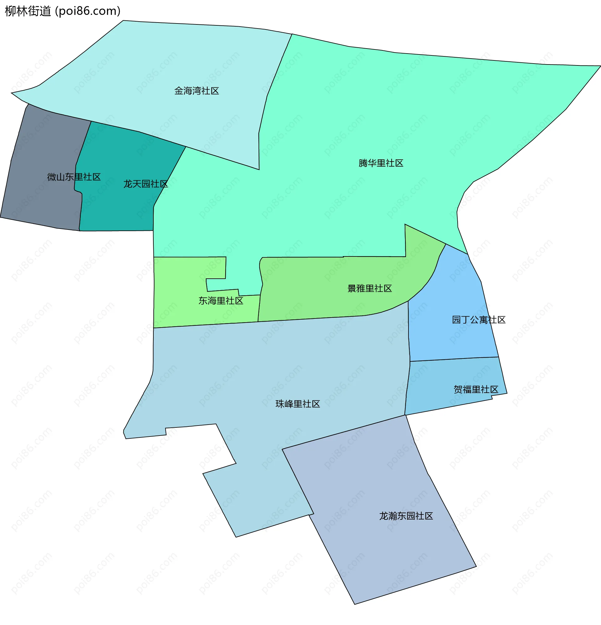 柳林街道边界地图(五级行政区划)