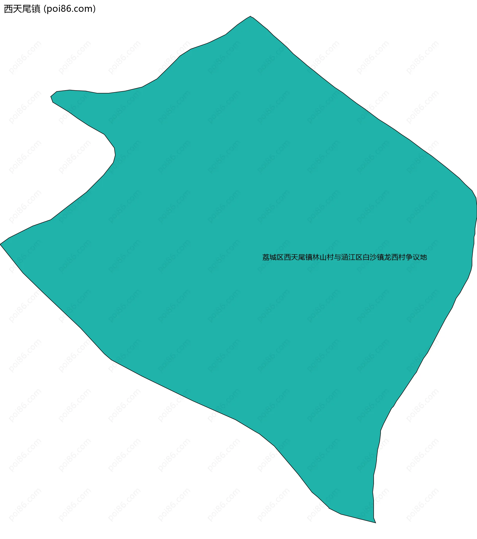 西天尾镇边界地图(五级行政区划)