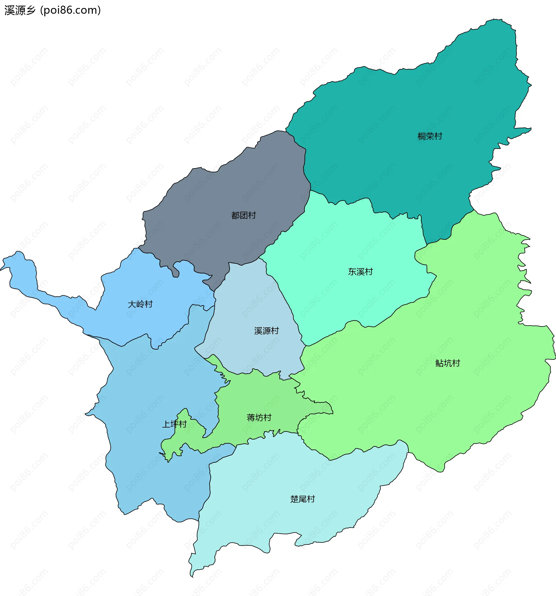 溪源乡边界地图(五级行政区划)