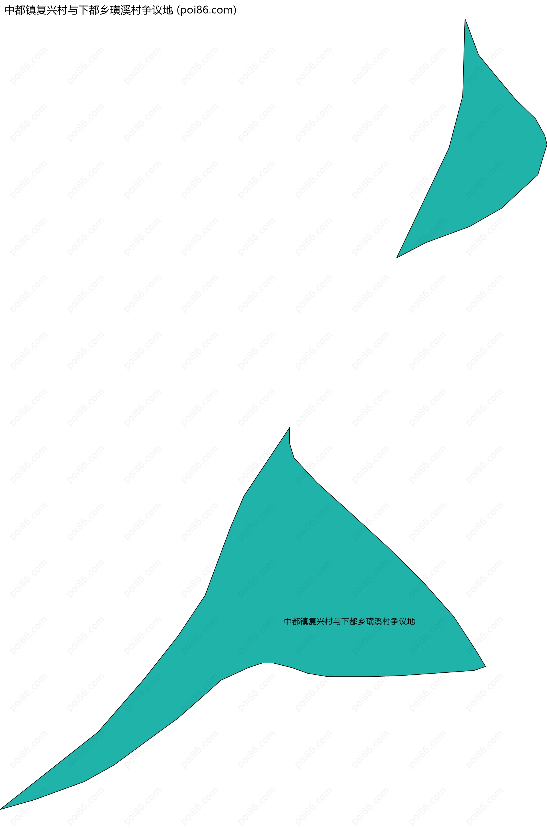 中都镇复兴村与下都乡璜溪村争议地边界地图