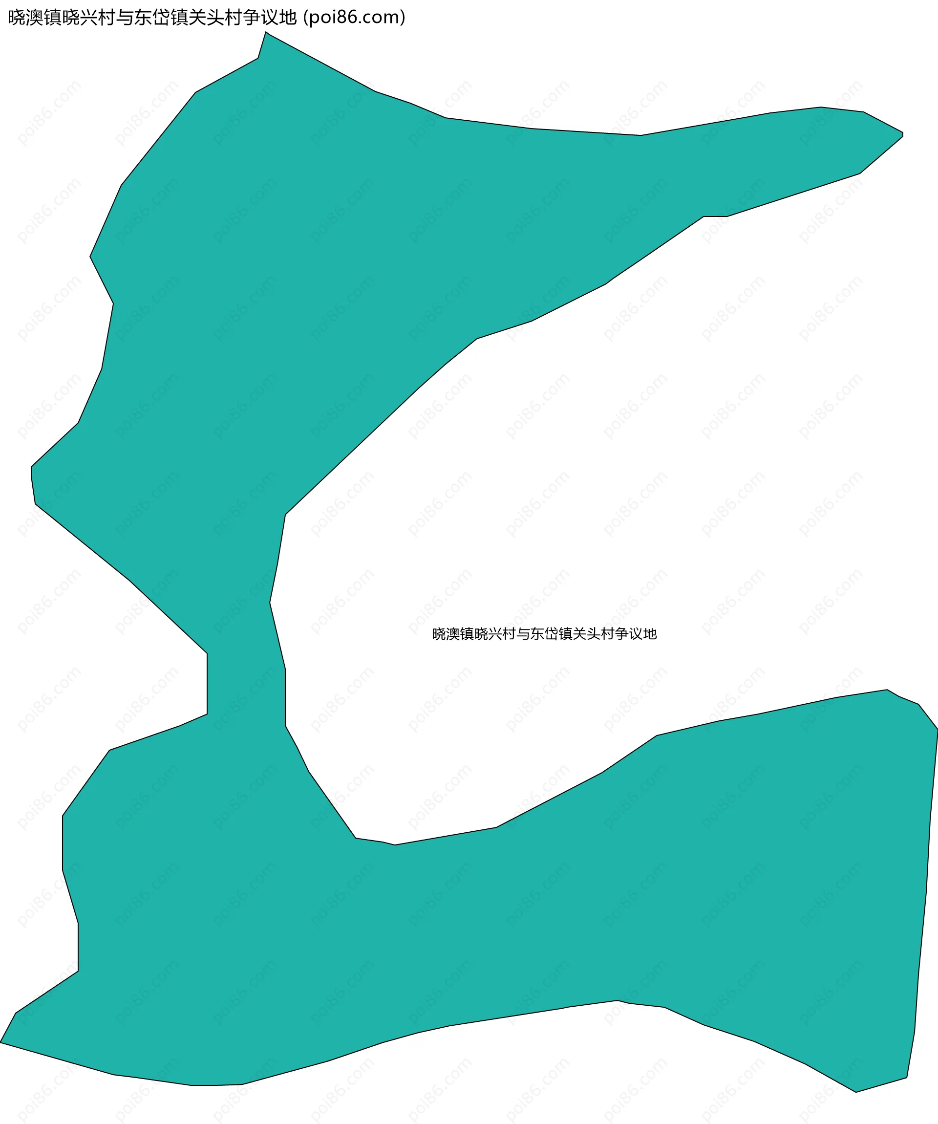 晓澳镇晓兴村与东岱镇关头村争议地边界地图