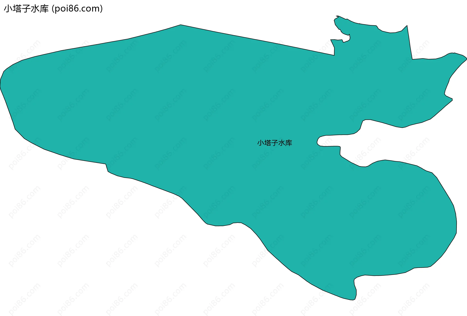 小塔子水库边界地图(五级行政区划)