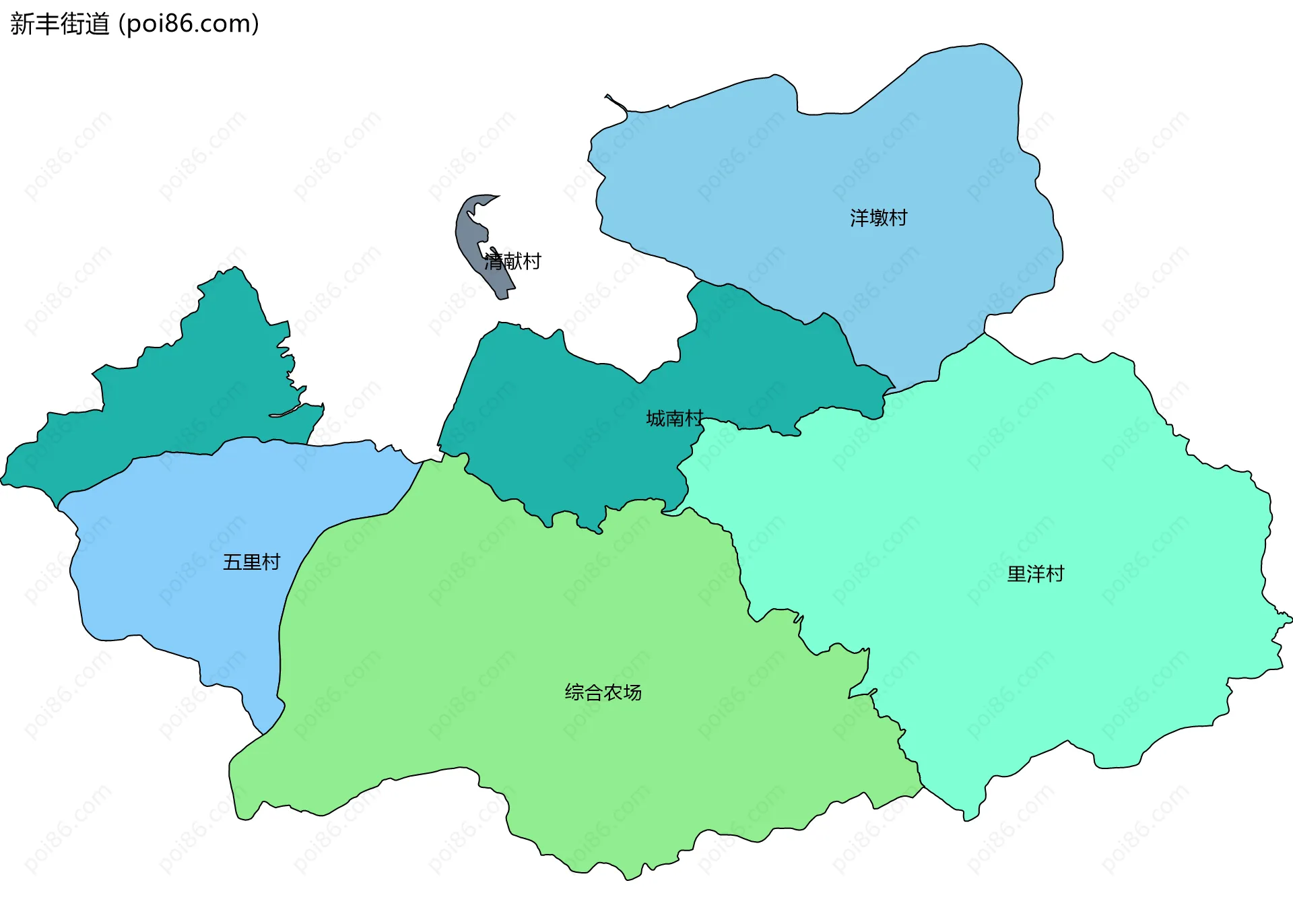 新丰街道边界地图(五级行政区划)