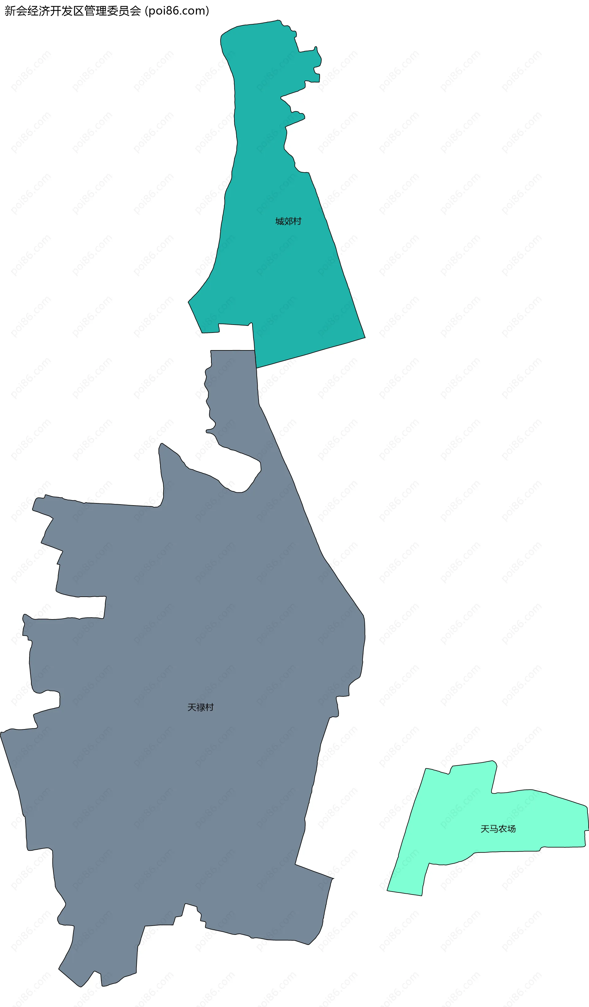 新会经济开发区管理委员会边界地图(五级行政区划)