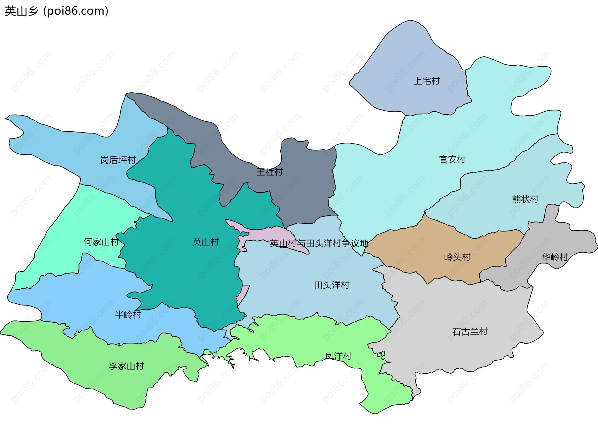 英山乡边界地图(五级行政区划)