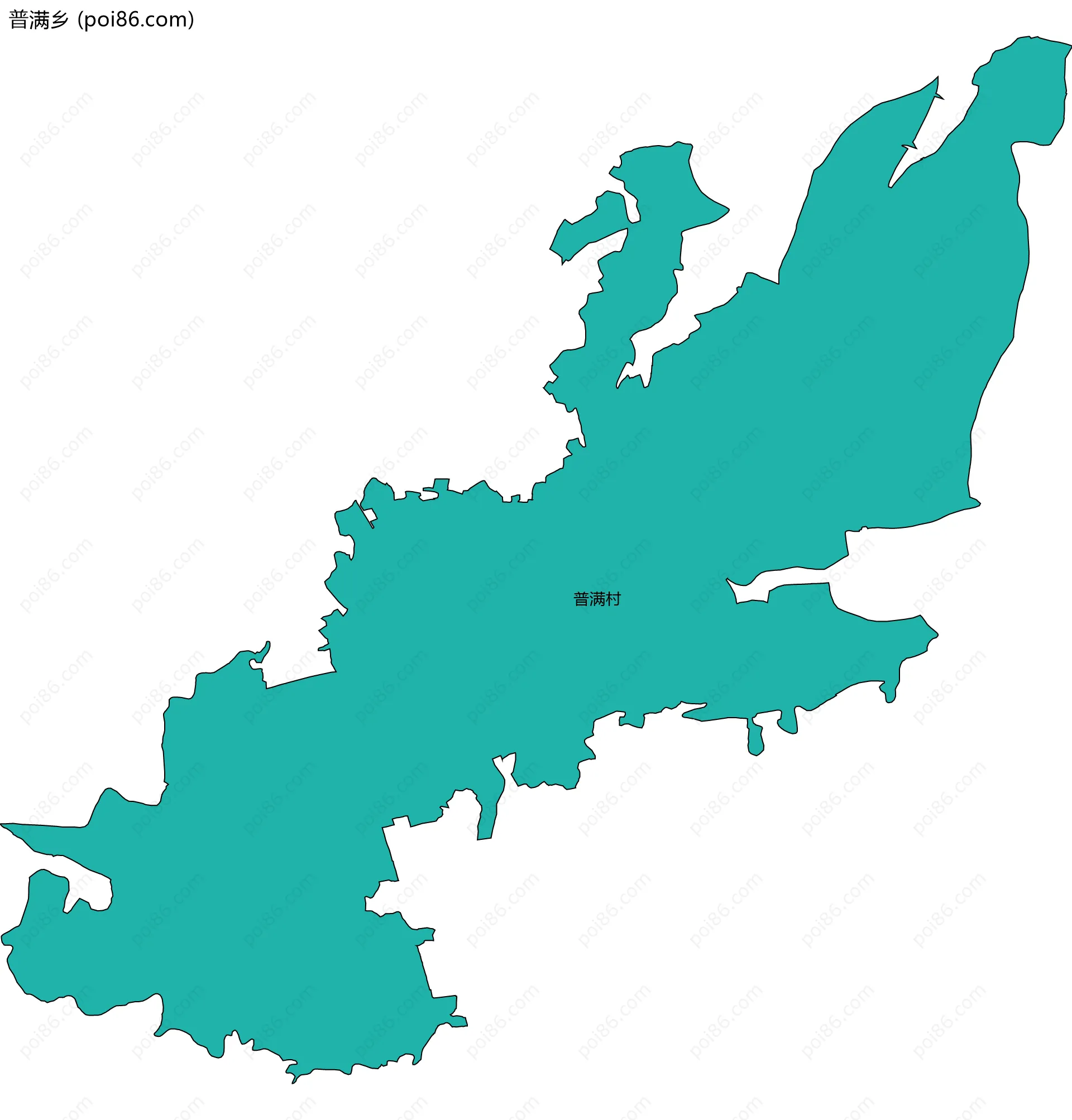 普满乡边界地图(五级行政区划)