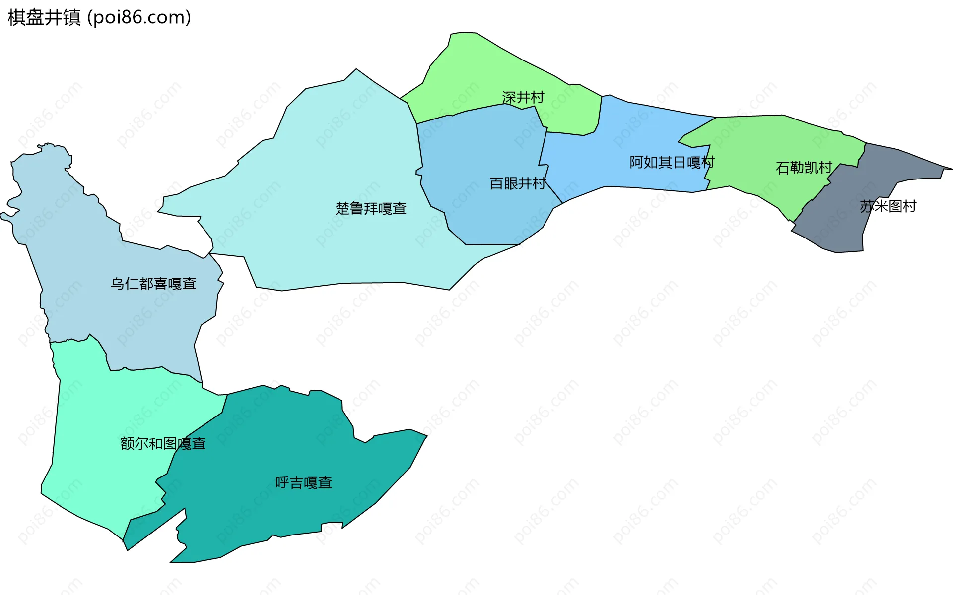 棋盘井镇边界地图(五级行政区划)