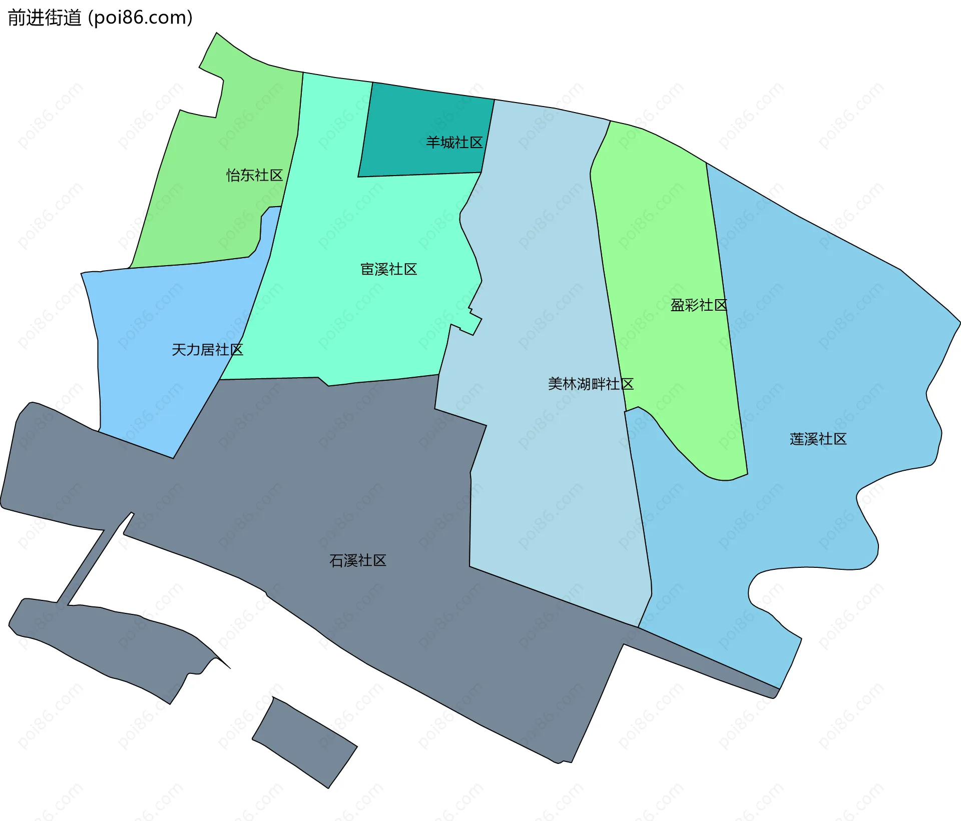 前进街道边界地图(五级行政区划)