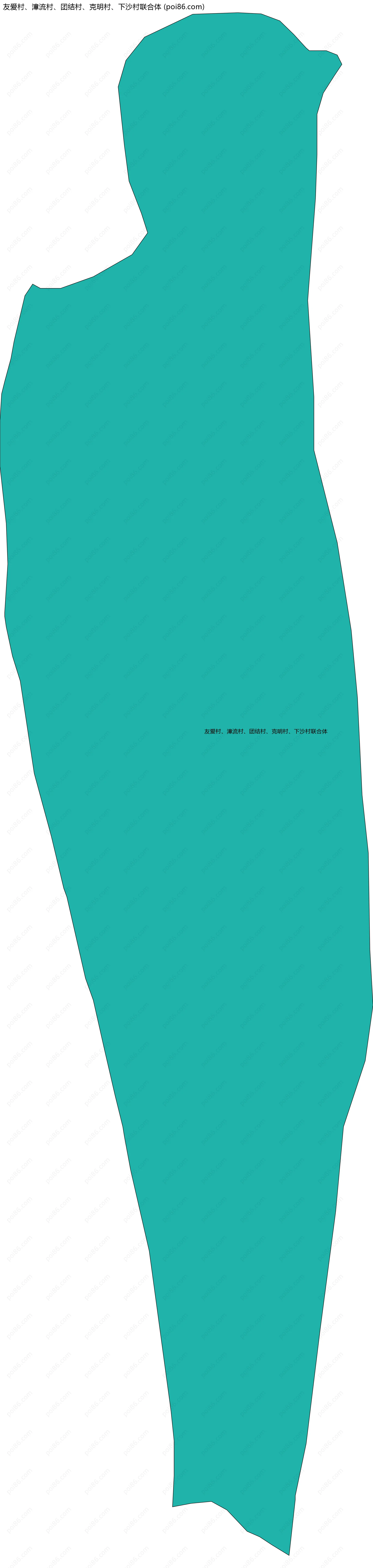 友爱村、漳流村、团结村、克明村、下沙村联合体边界地图