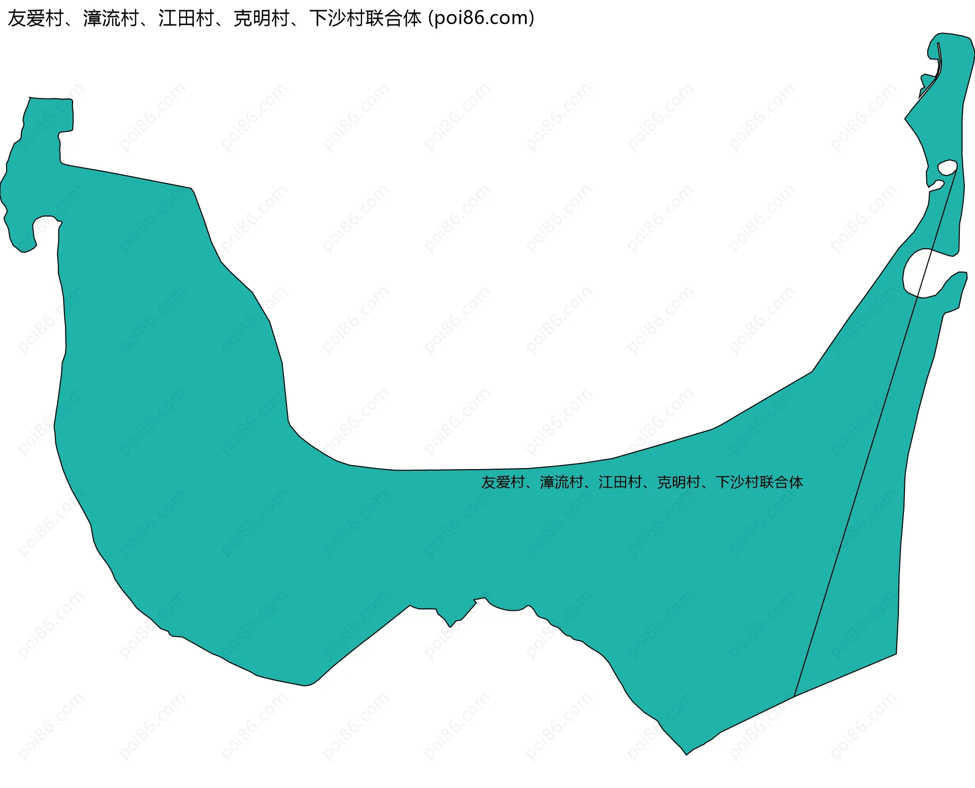 友爱村、漳流村、江田村、克明村、下沙村联合体边界地图