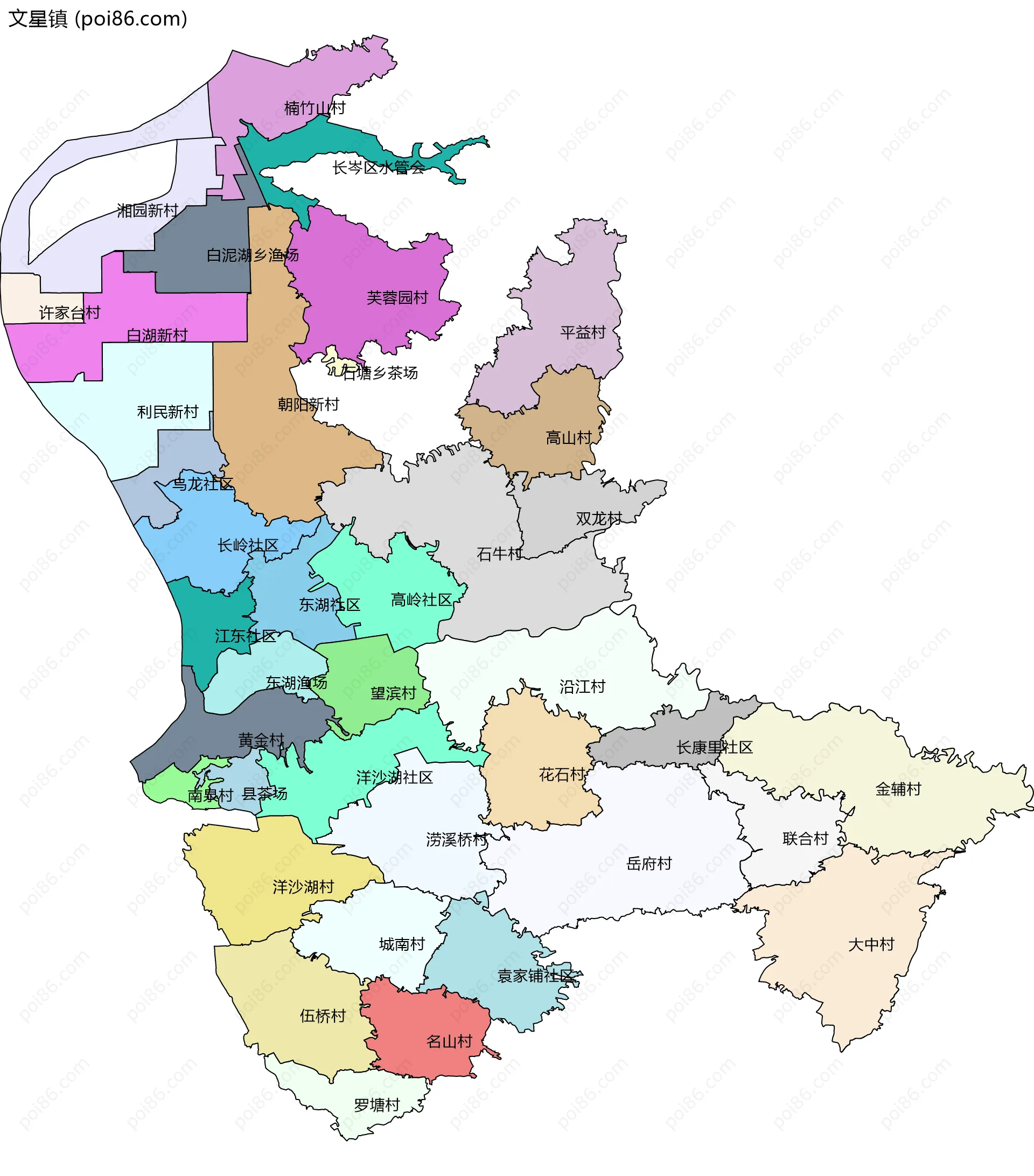 文星镇边界地图(五级行政区划)