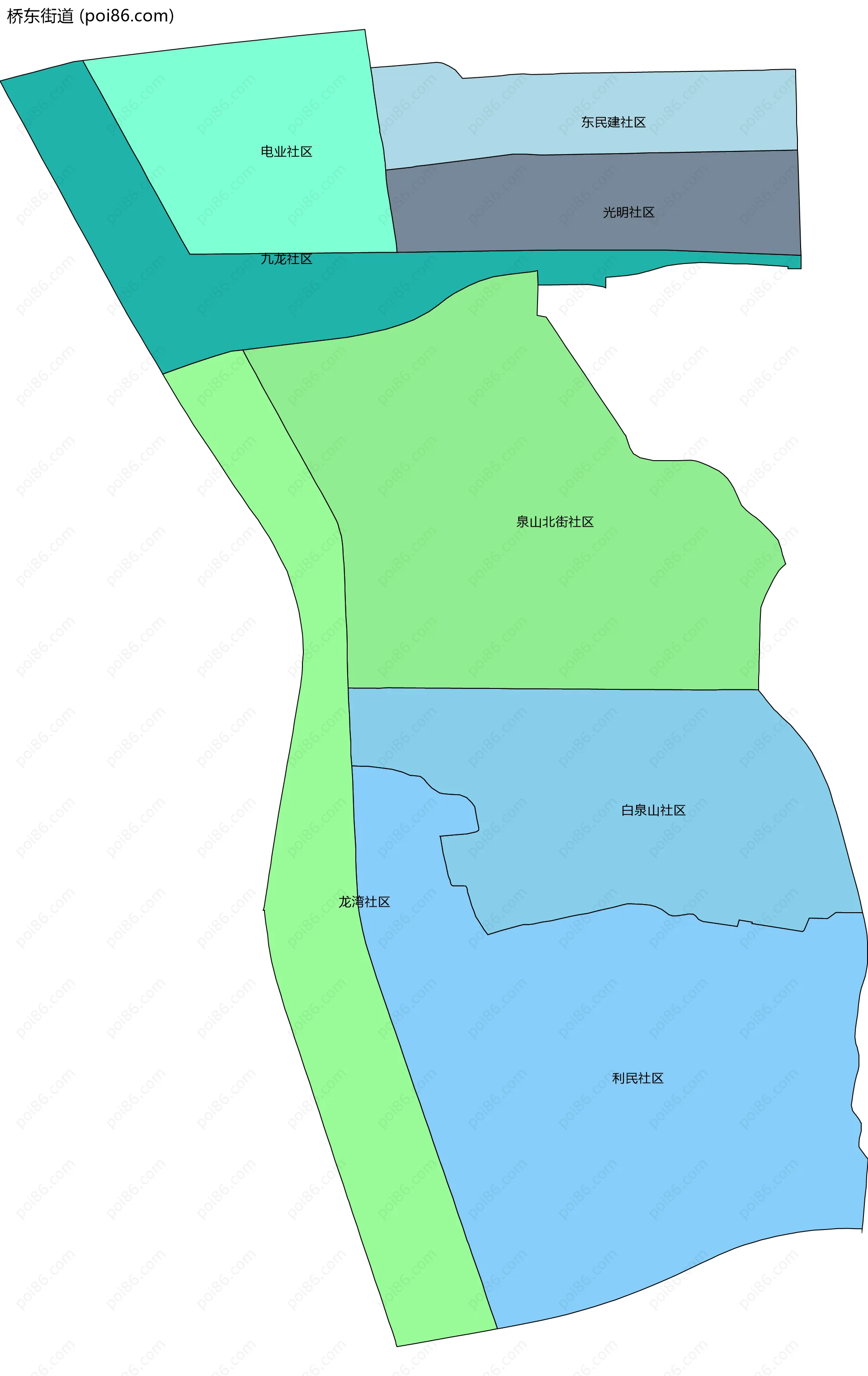 桥东街道边界地图(五级行政区划)