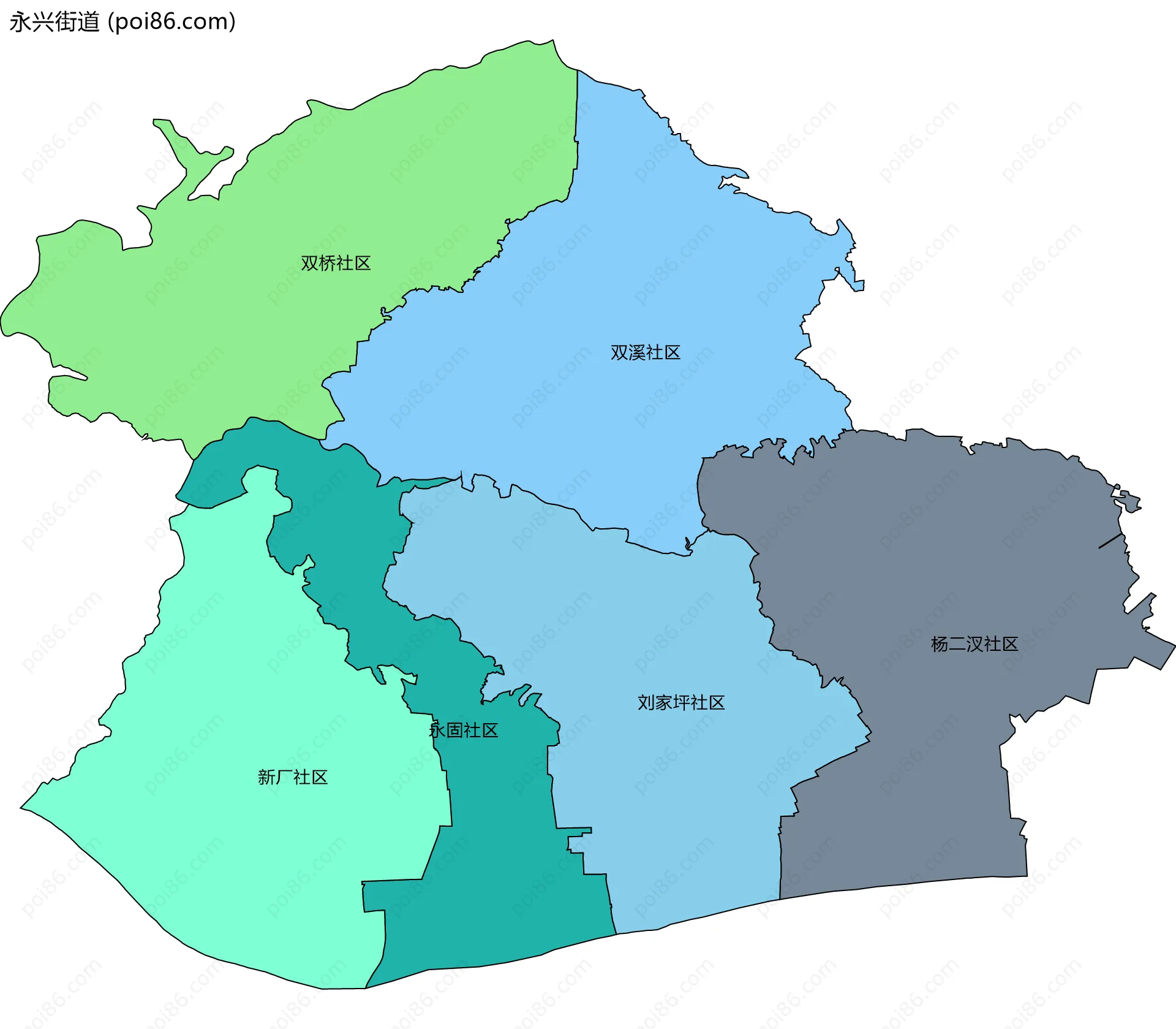 永兴街道边界地图(五级行政区划)