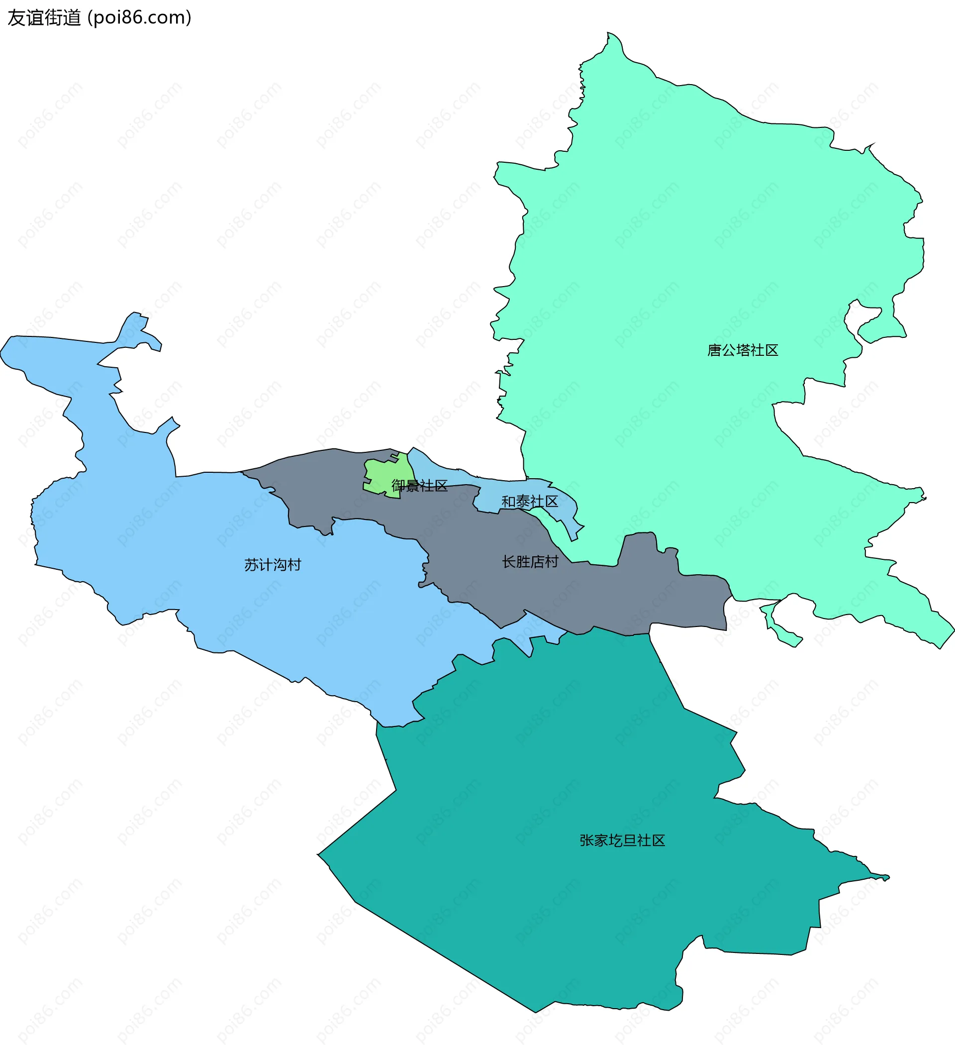 友谊街道边界地图(五级行政区划)