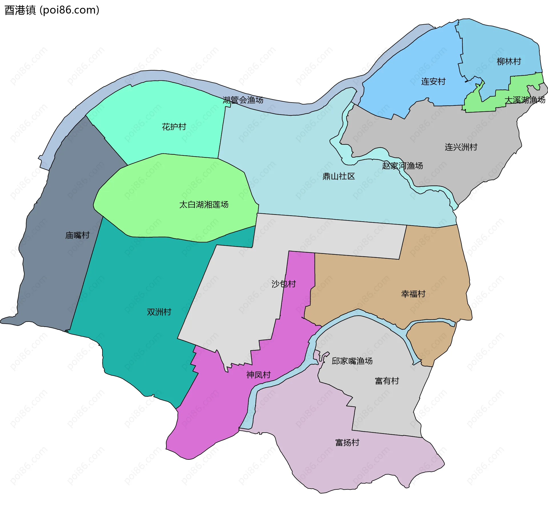 酉港镇边界地图(五级行政区划)