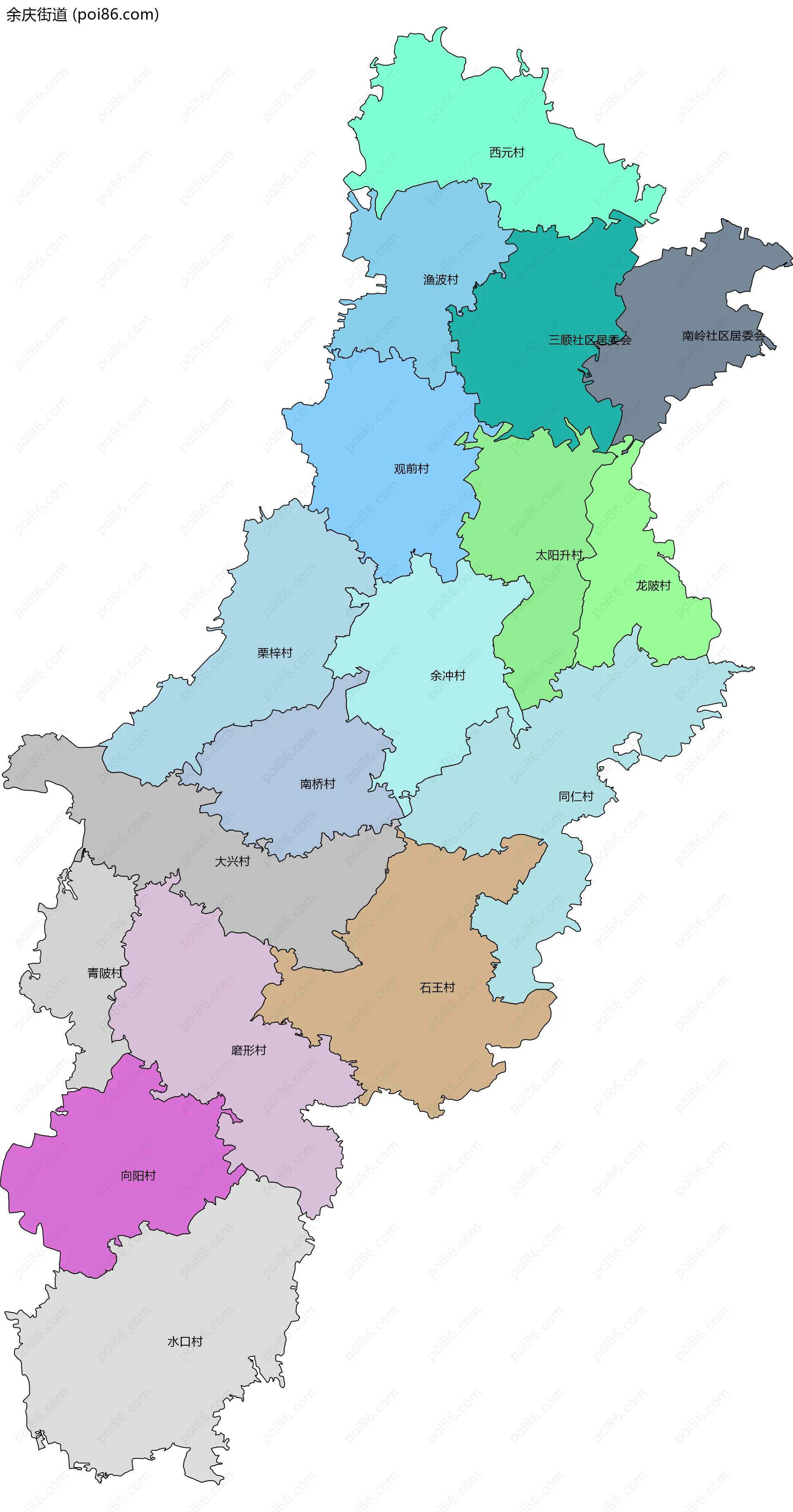 余庆街道边界地图(五级行政区划)