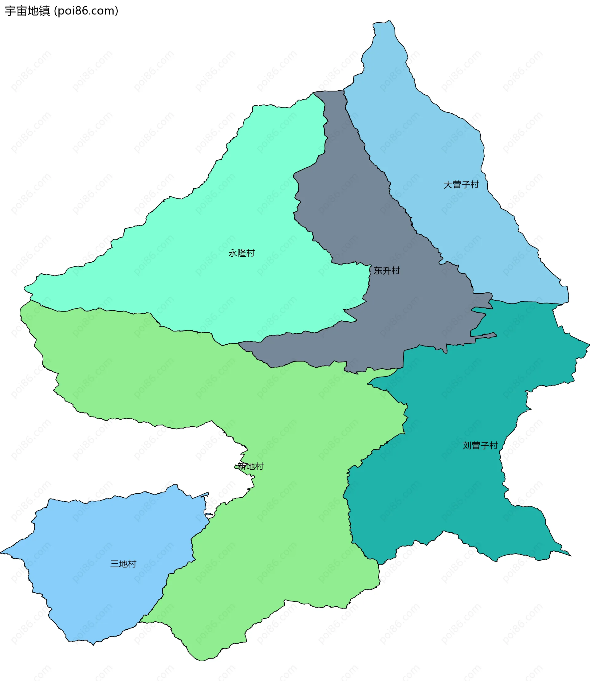 宇宙地镇边界地图(五级行政区划)