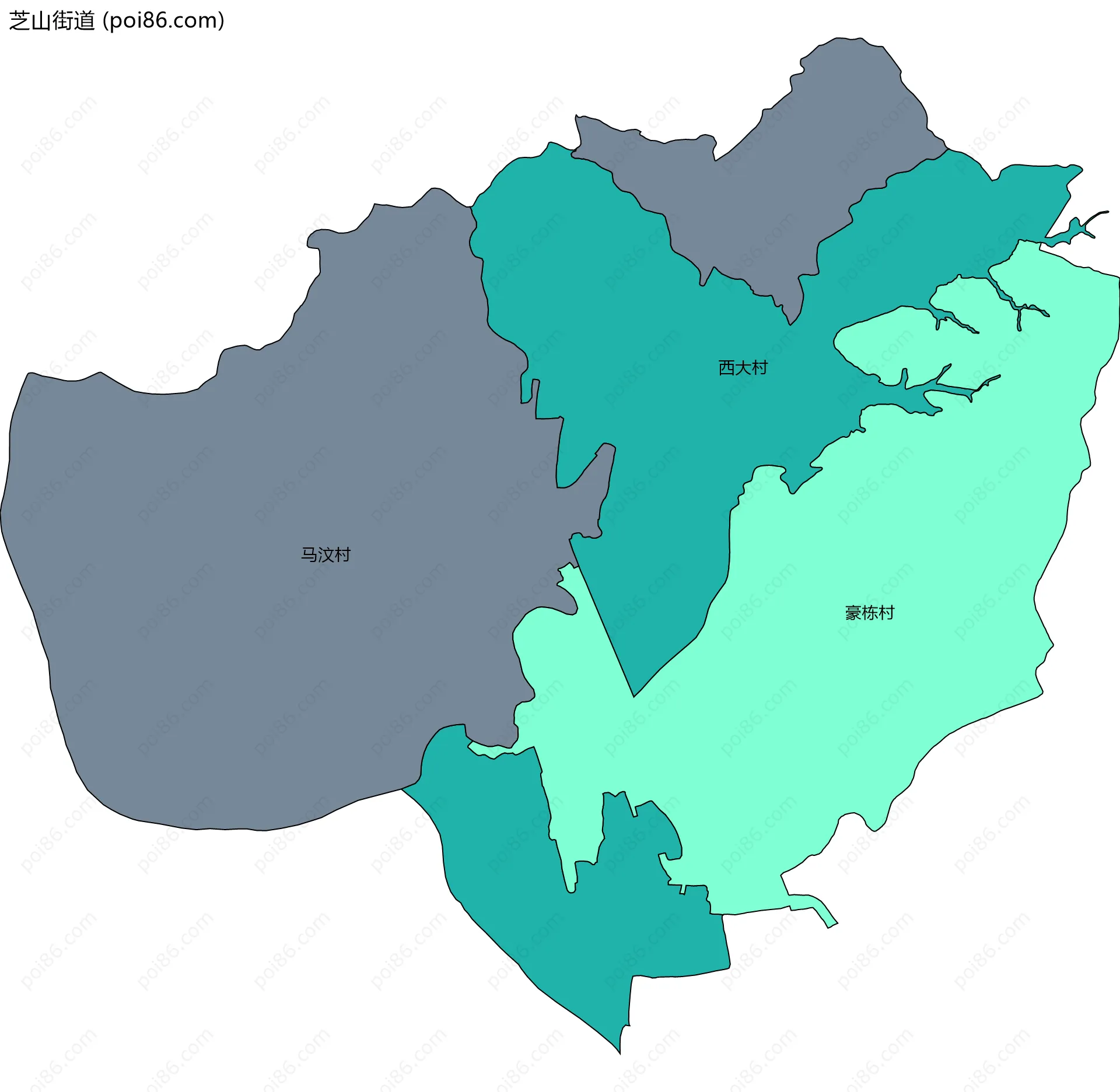 芝山街道边界地图(五级行政区划)