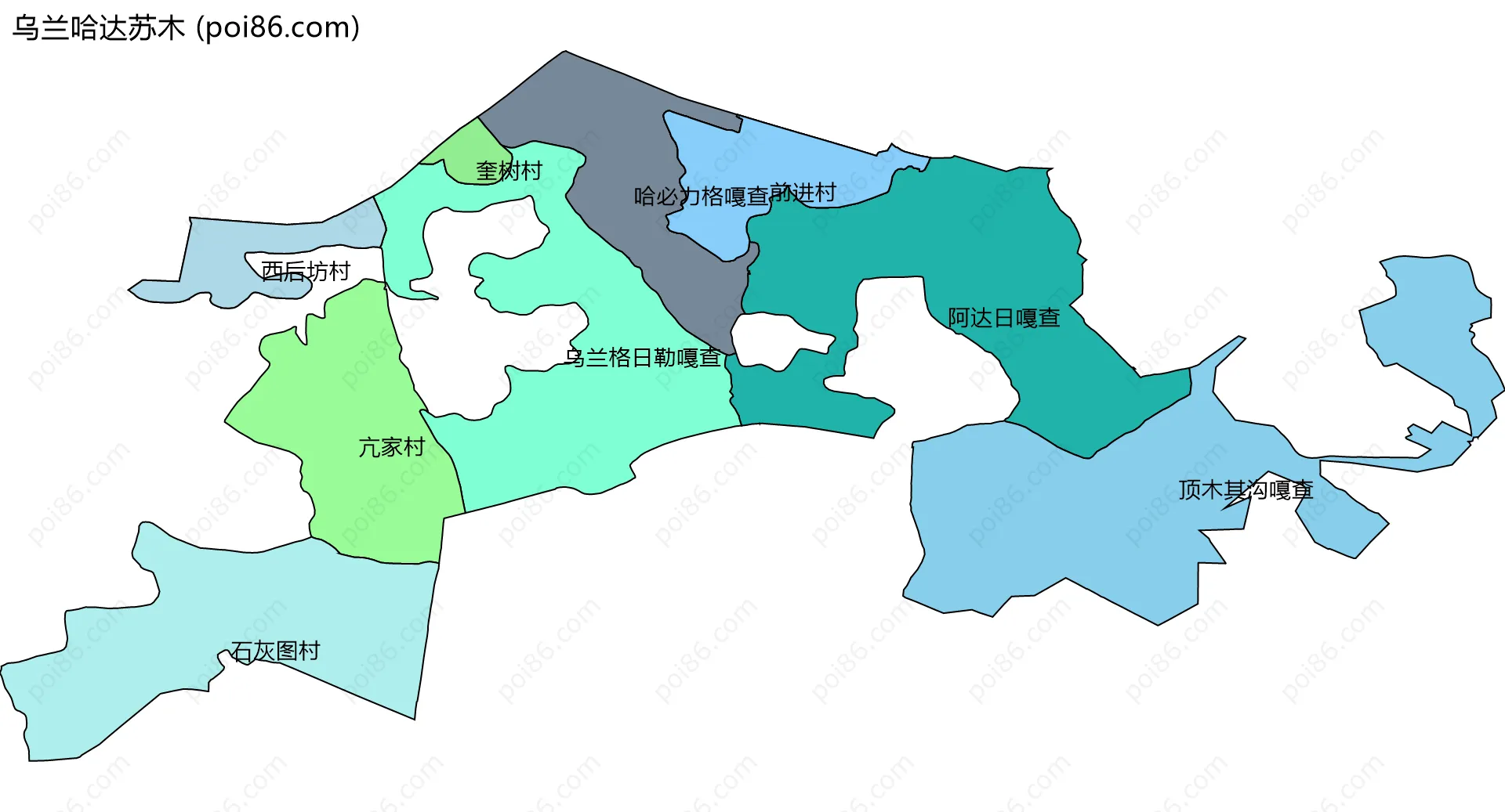 乌兰哈达苏木边界地图(五级行政区划)