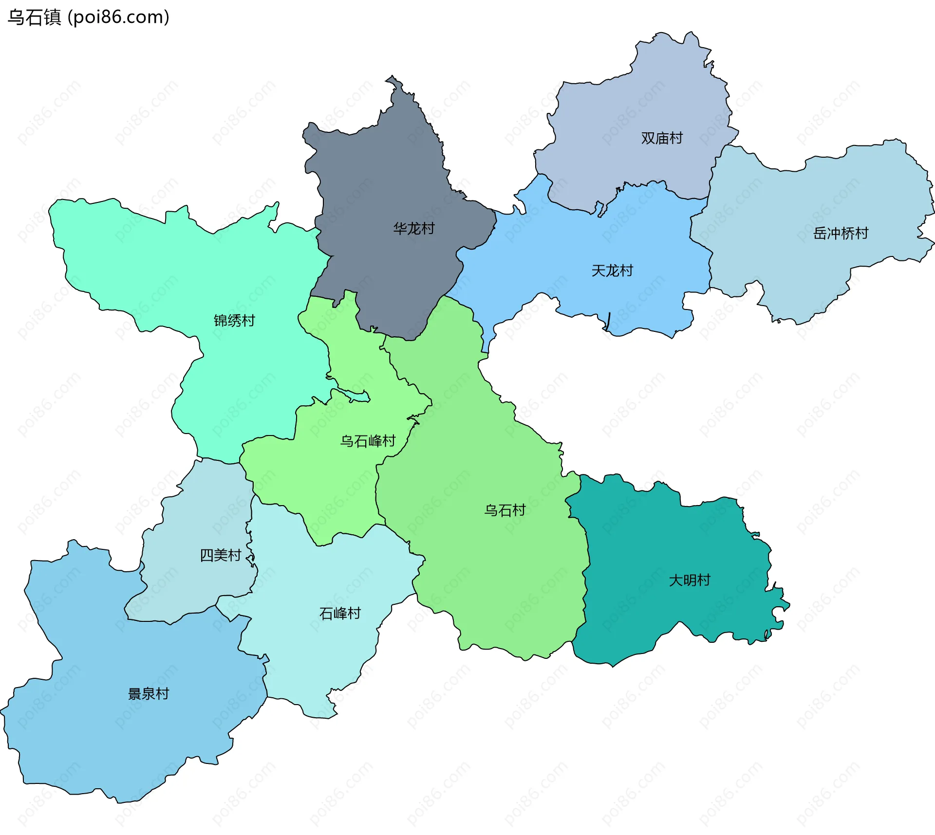 乌石镇边界地图(五级行政区划)