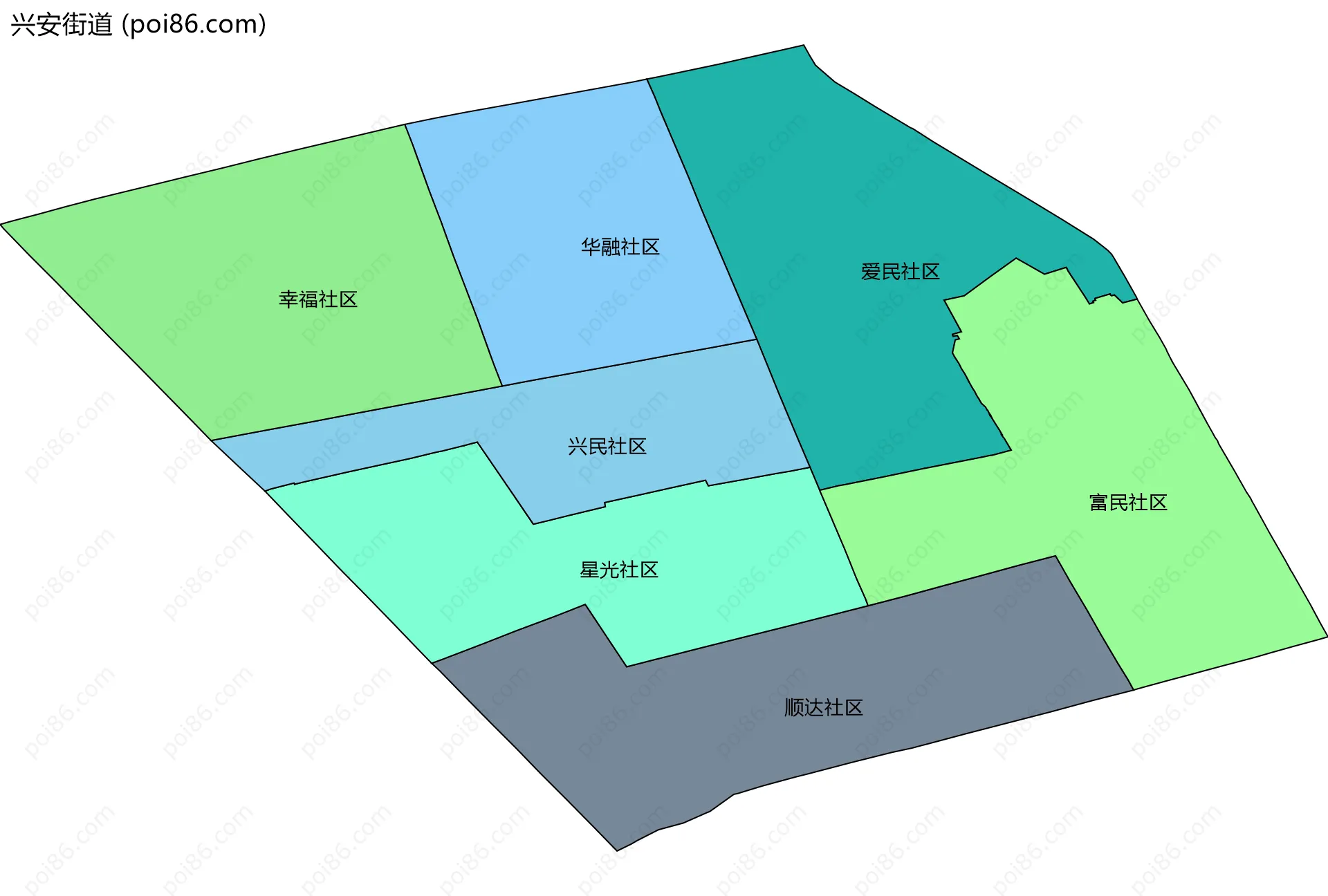 兴安街道边界地图(五级行政区划)