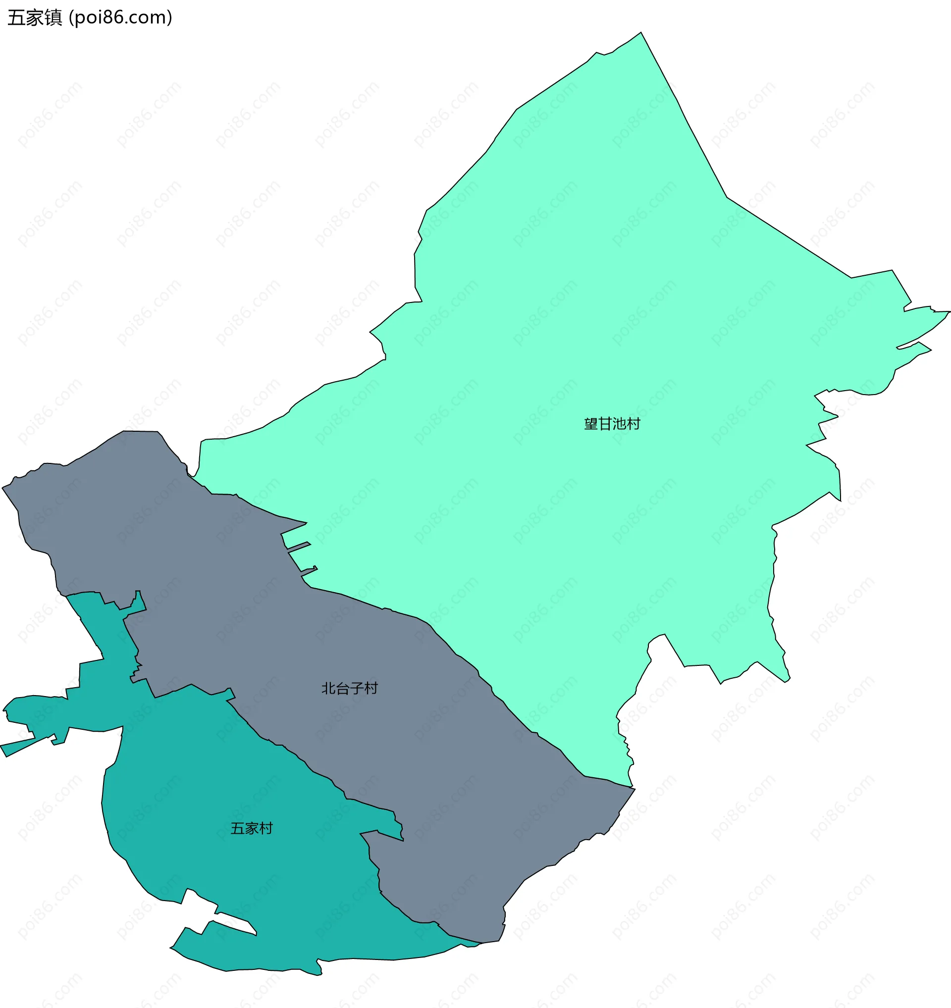 五家镇边界地图(五级行政区划)