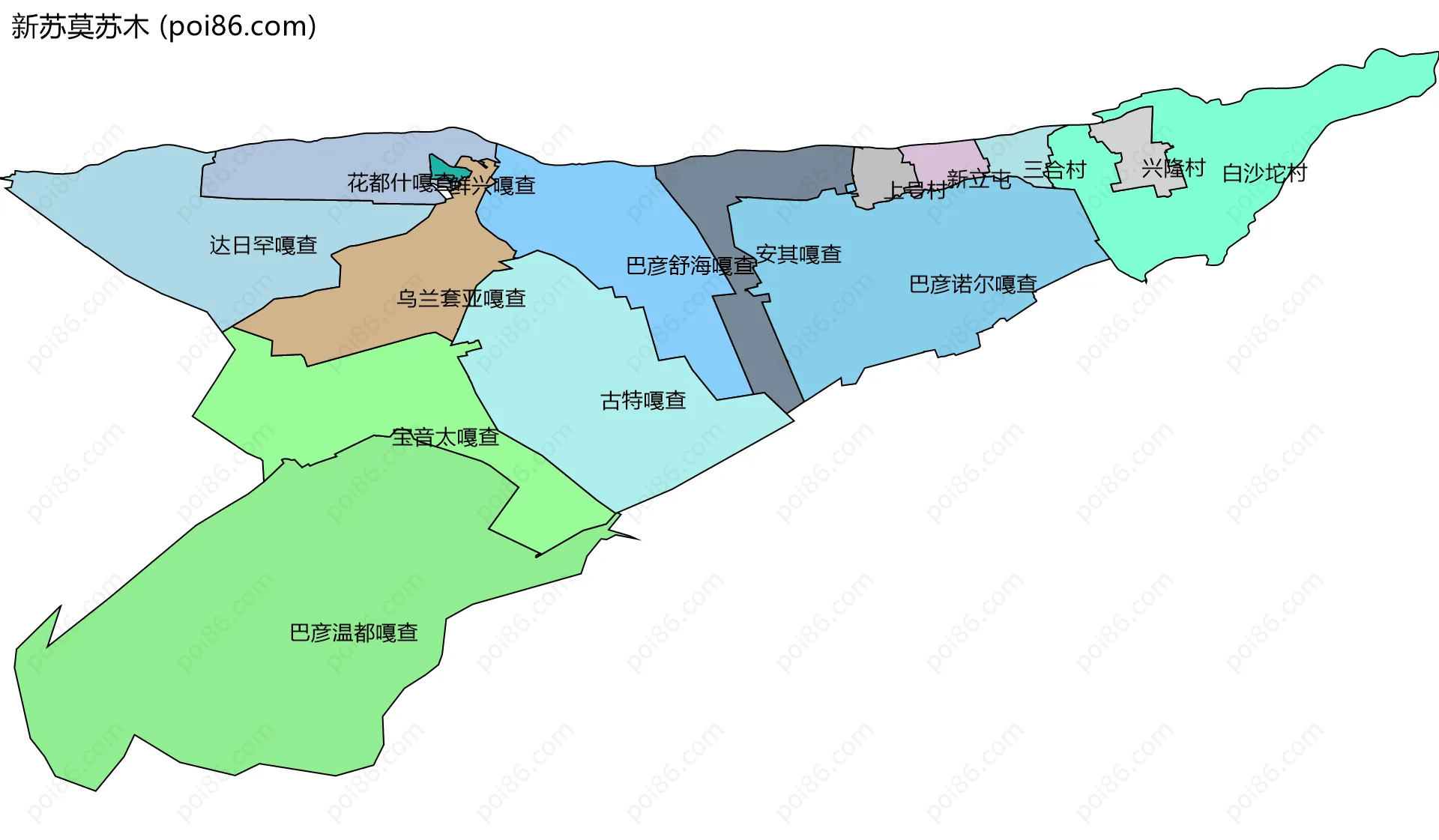 新苏莫苏木边界地图(五级行政区划)