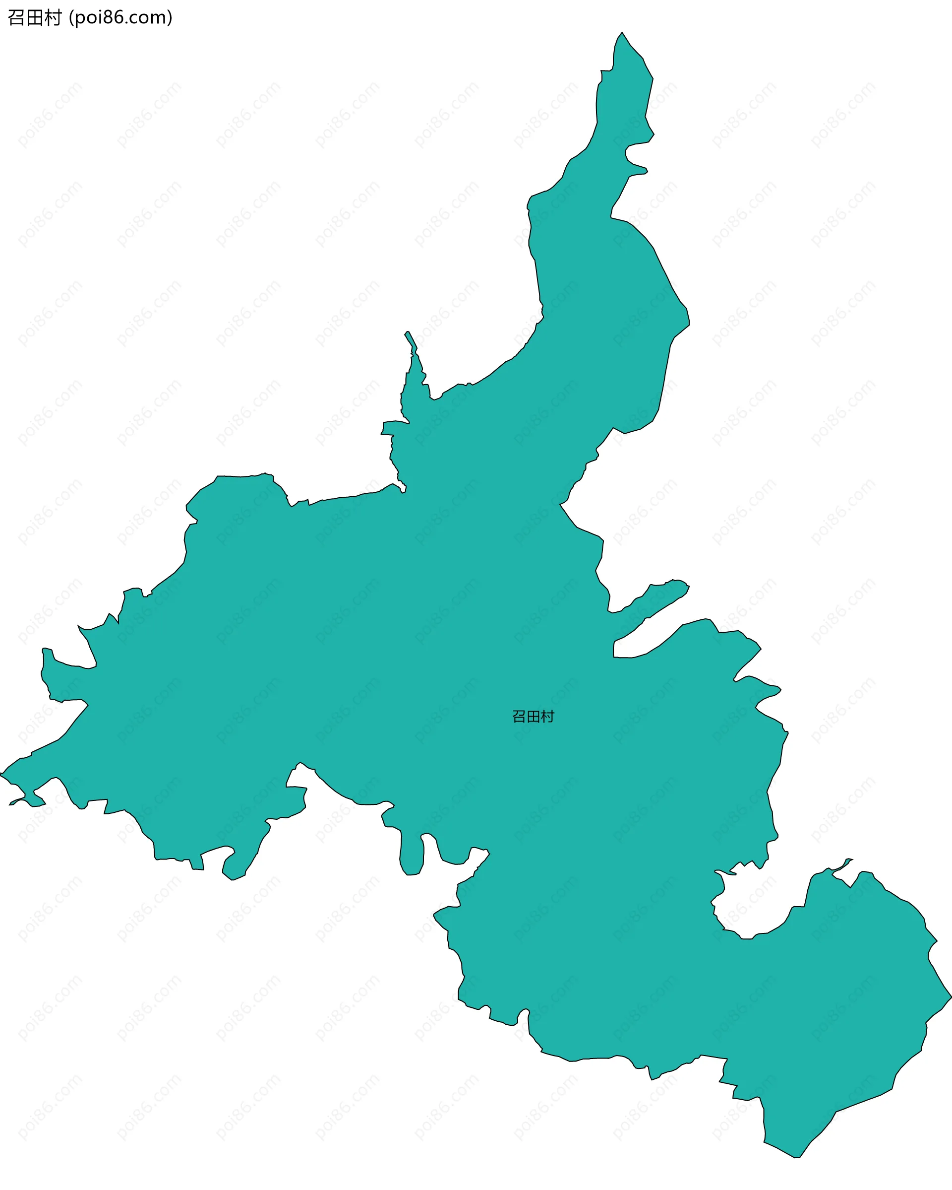 召田村边界地图