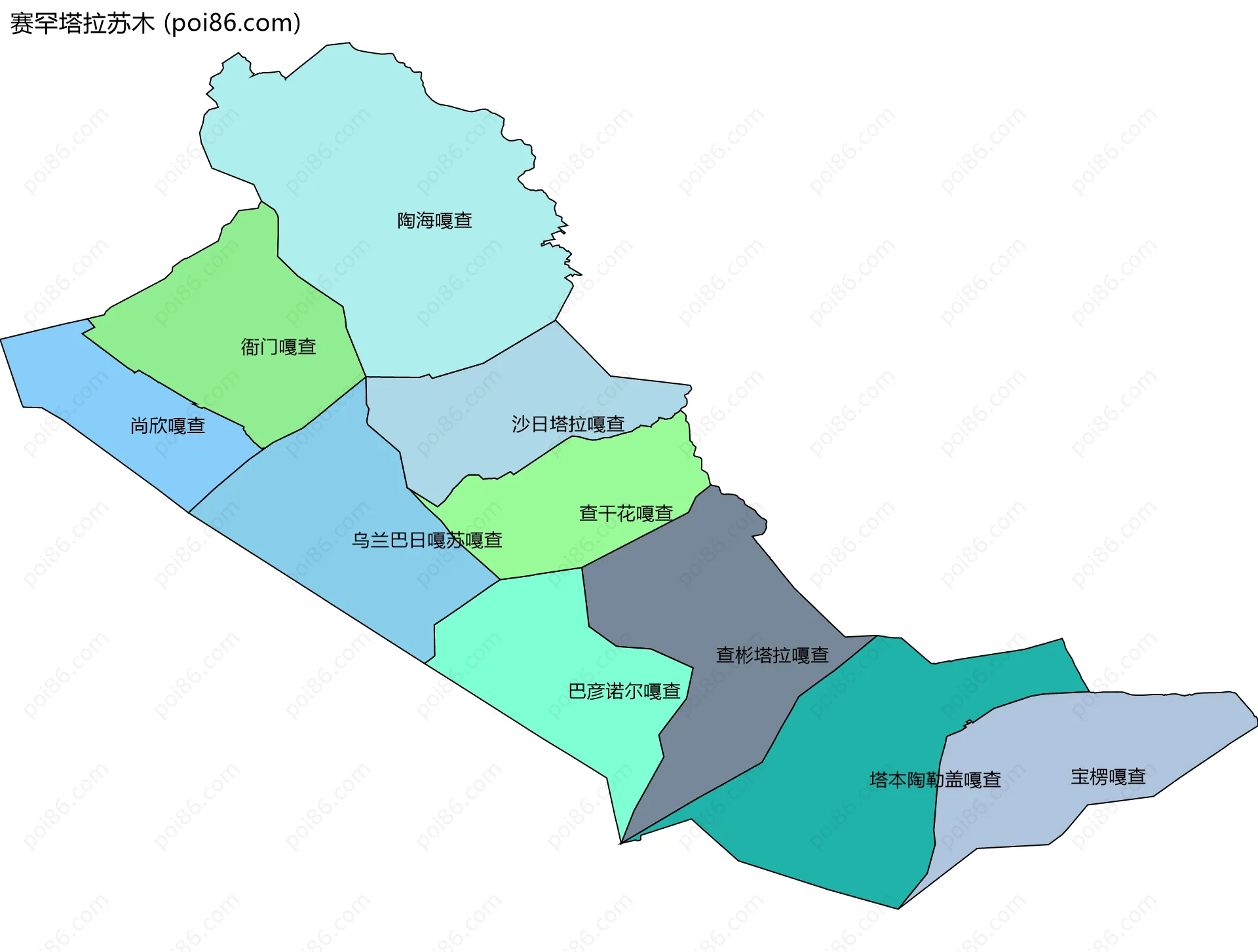 赛罕塔拉苏木边界地图(五级行政区划)