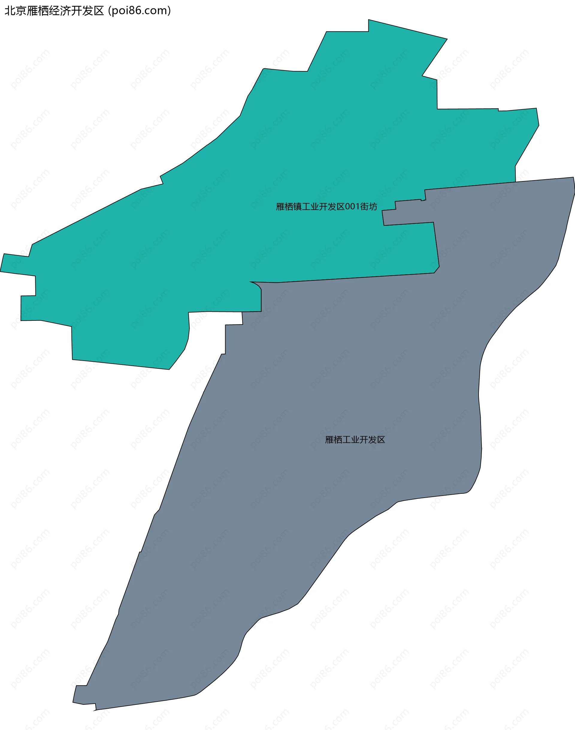 北京雁栖经济开发区边界地图(五级行政区划)