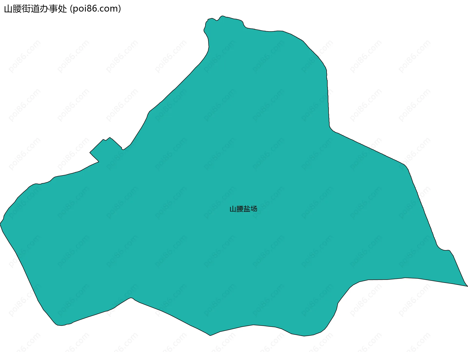 山腰街道办事处边界地图(五级行政区划)