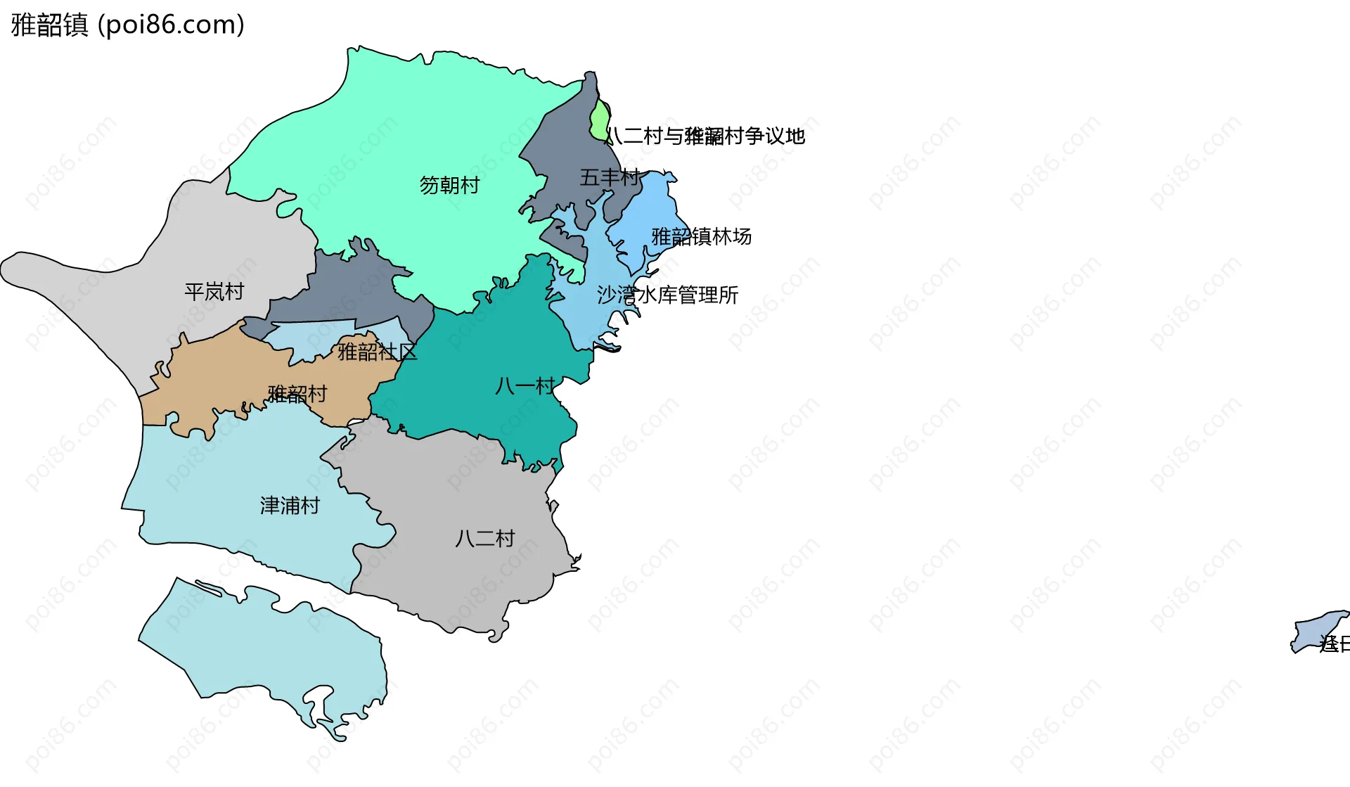 雅韶镇边界地图(五级行政区划)