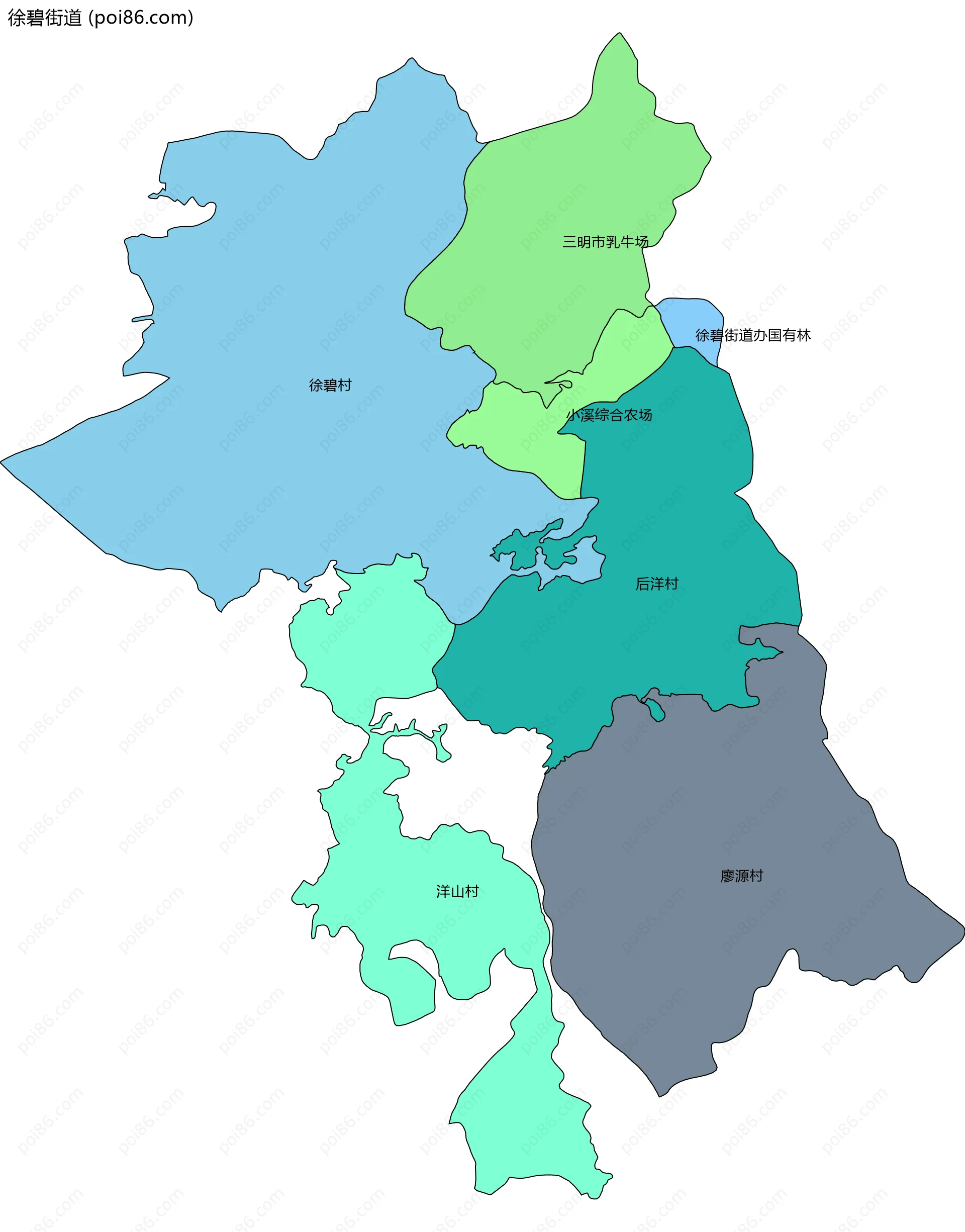 徐碧街道边界地图(五级行政区划)
