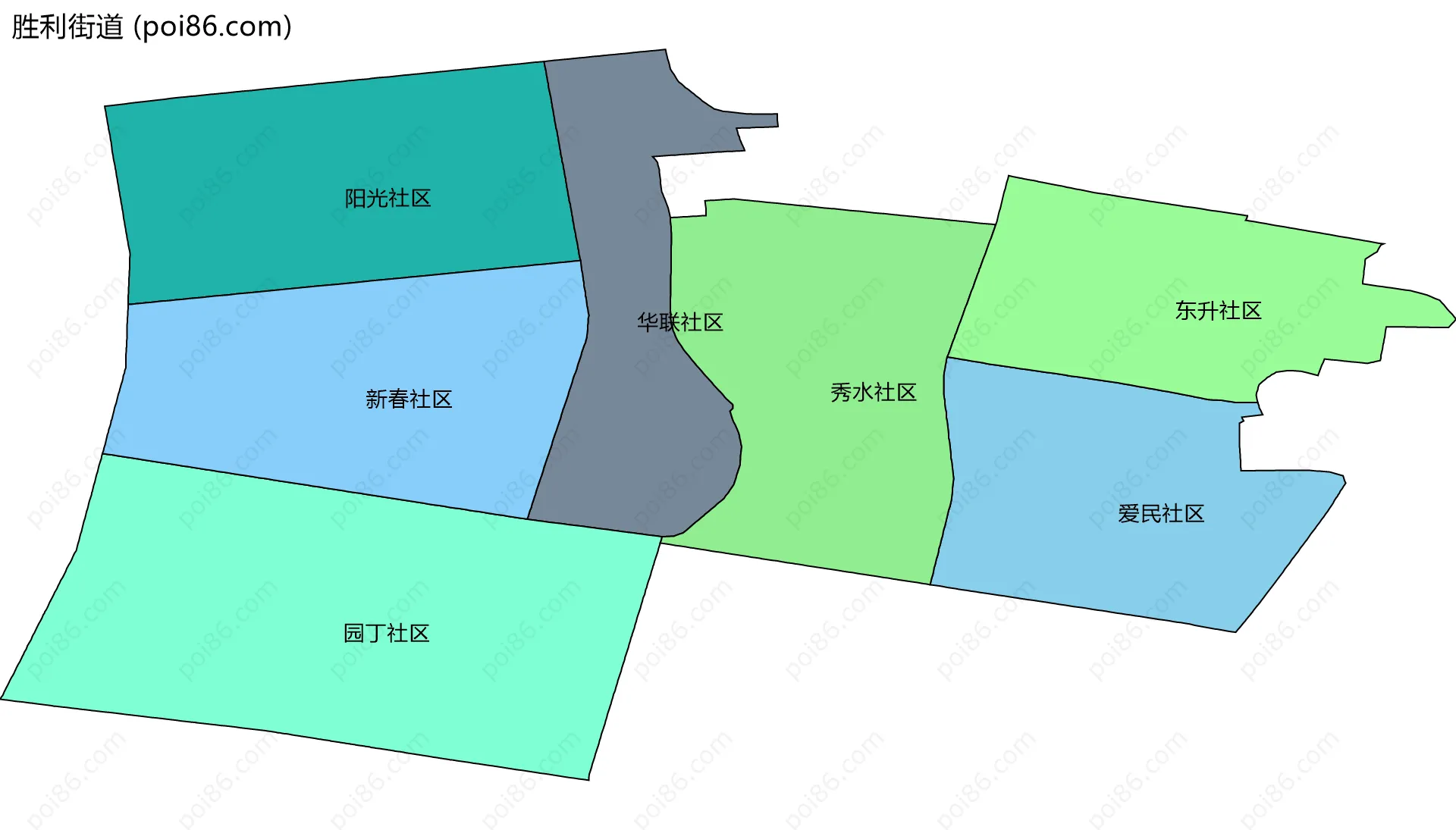 胜利街道边界地图(五级行政区划)