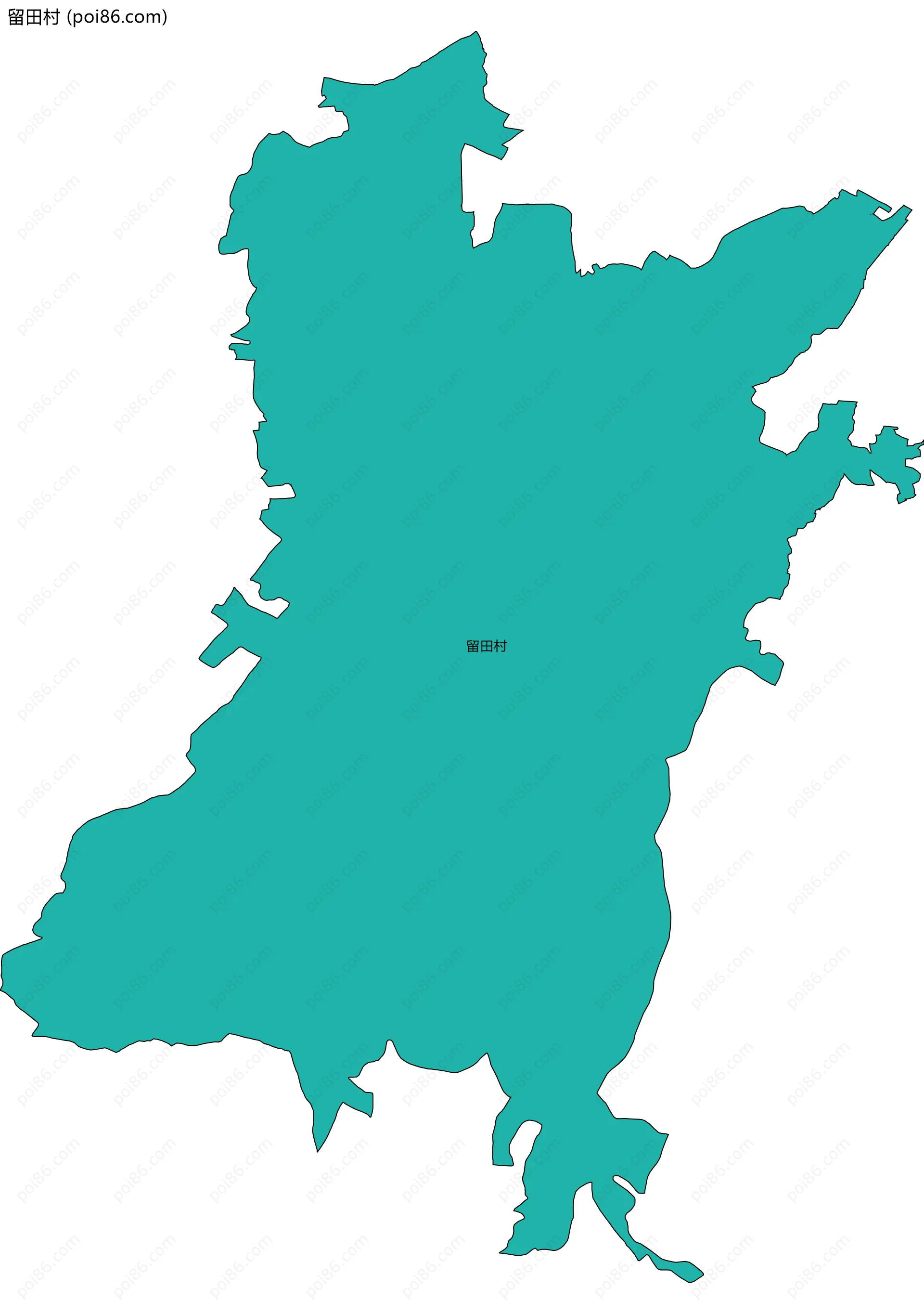 留田村边界地图