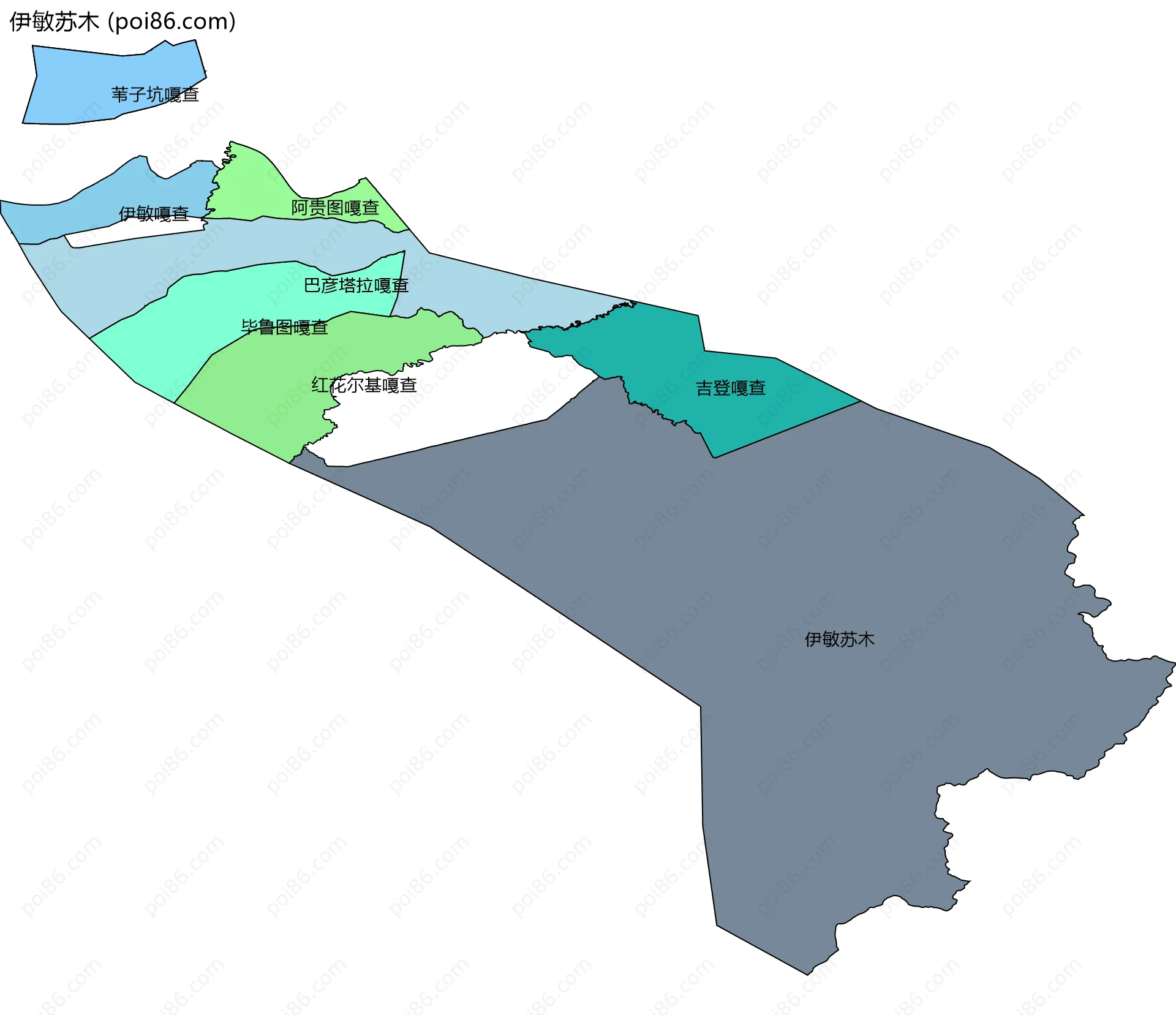 伊敏苏木边界地图(五级行政区划)