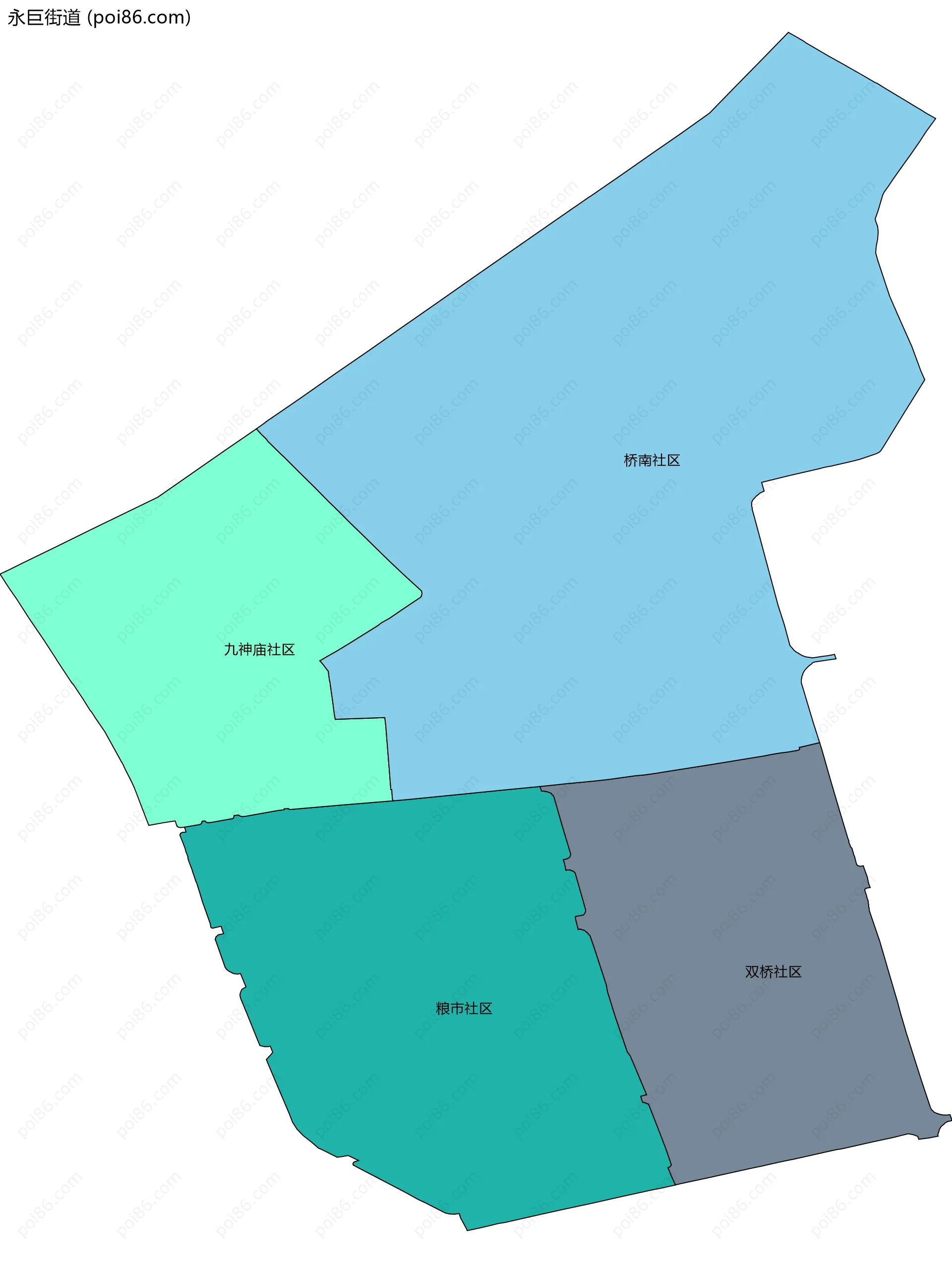 永巨街道边界地图(五级行政区划)
