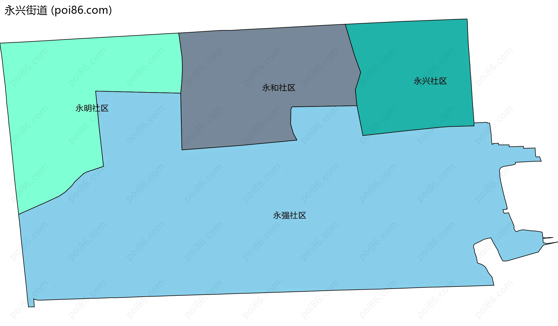 永兴街道边界地图(五级行政区划)