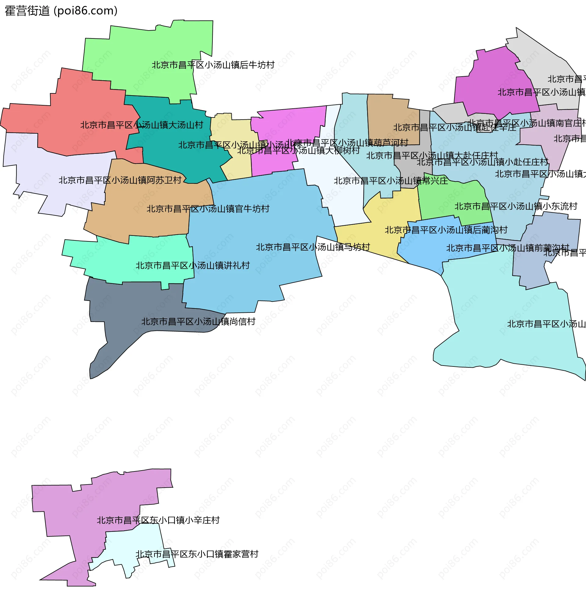 霍营街道边界地图(五级行政区划)