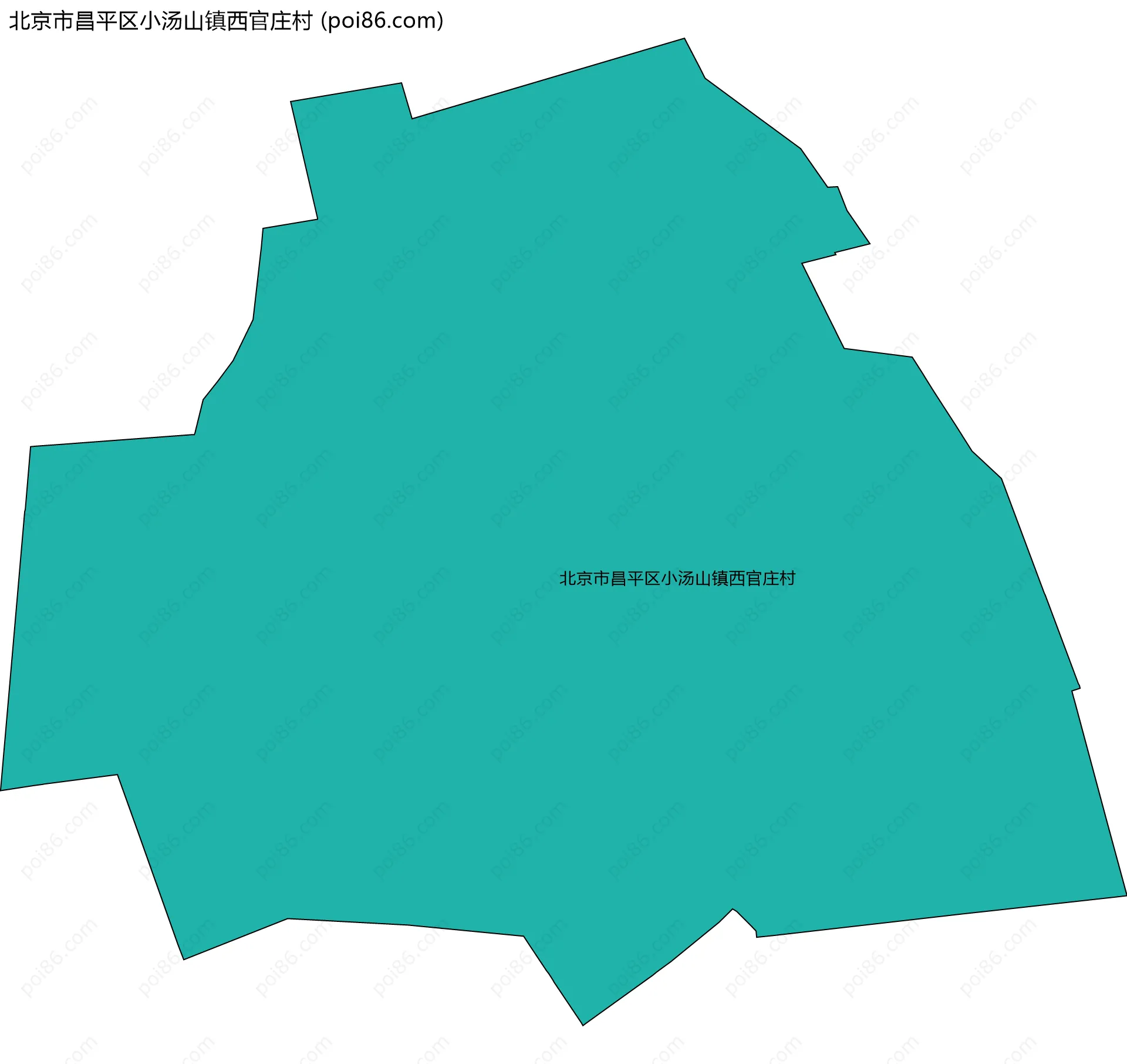 北京市昌平区小汤山镇西官庄村边界地图
