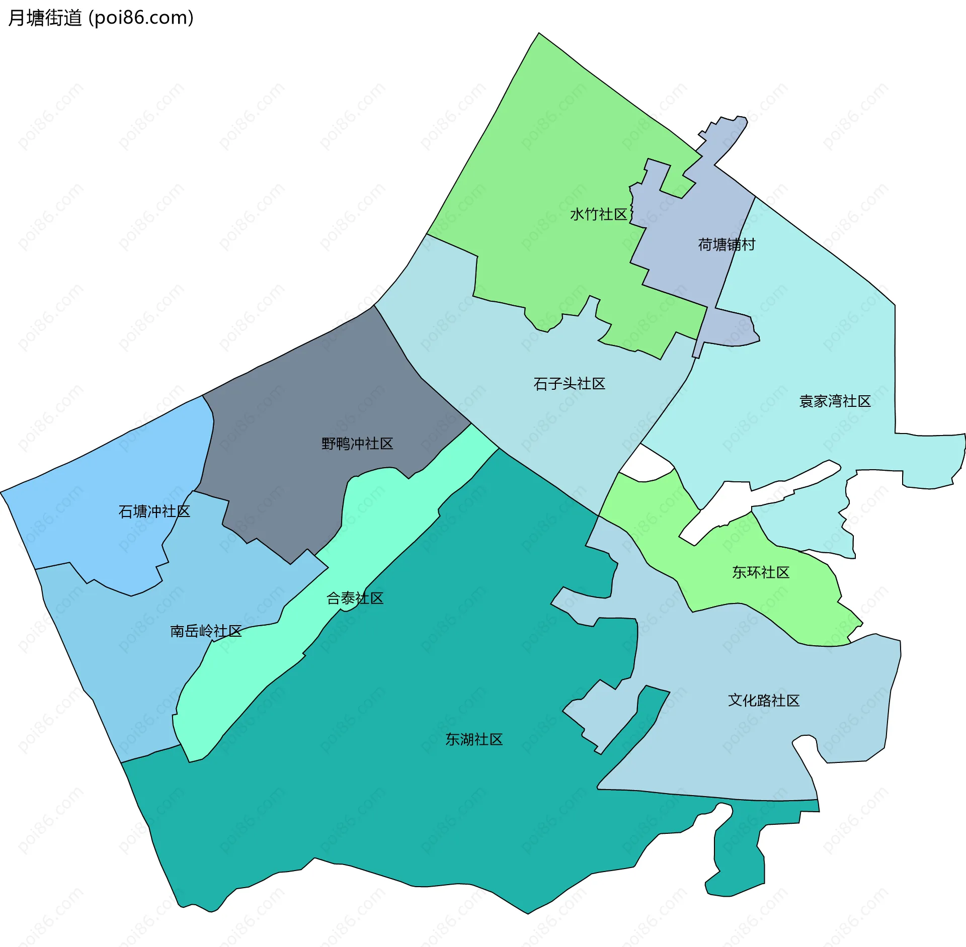 月塘街道边界地图(五级行政区划)