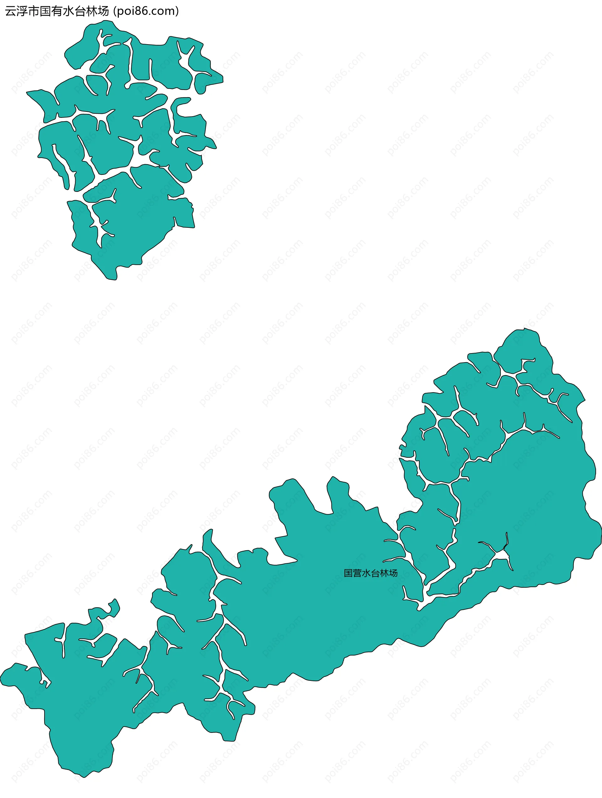 云浮市国有水台林场边界地图(五级行政区划)