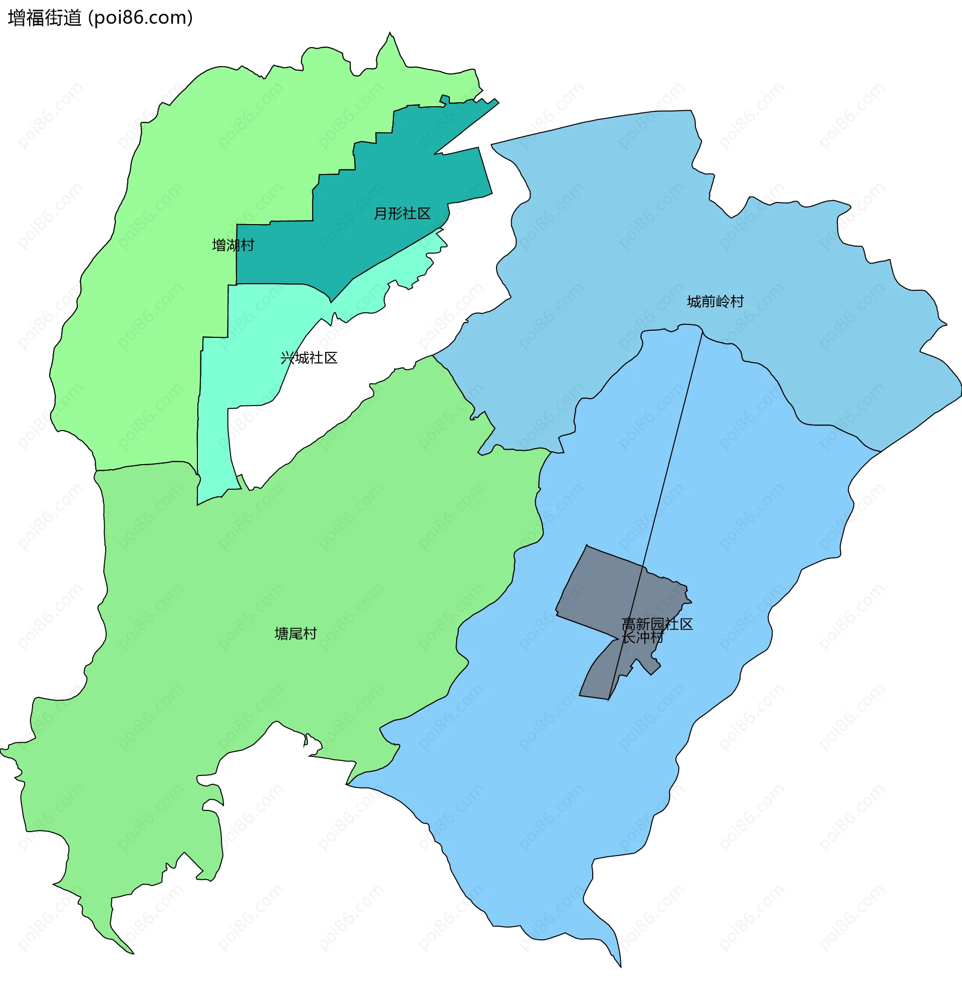 增福街道边界地图(五级行政区划)